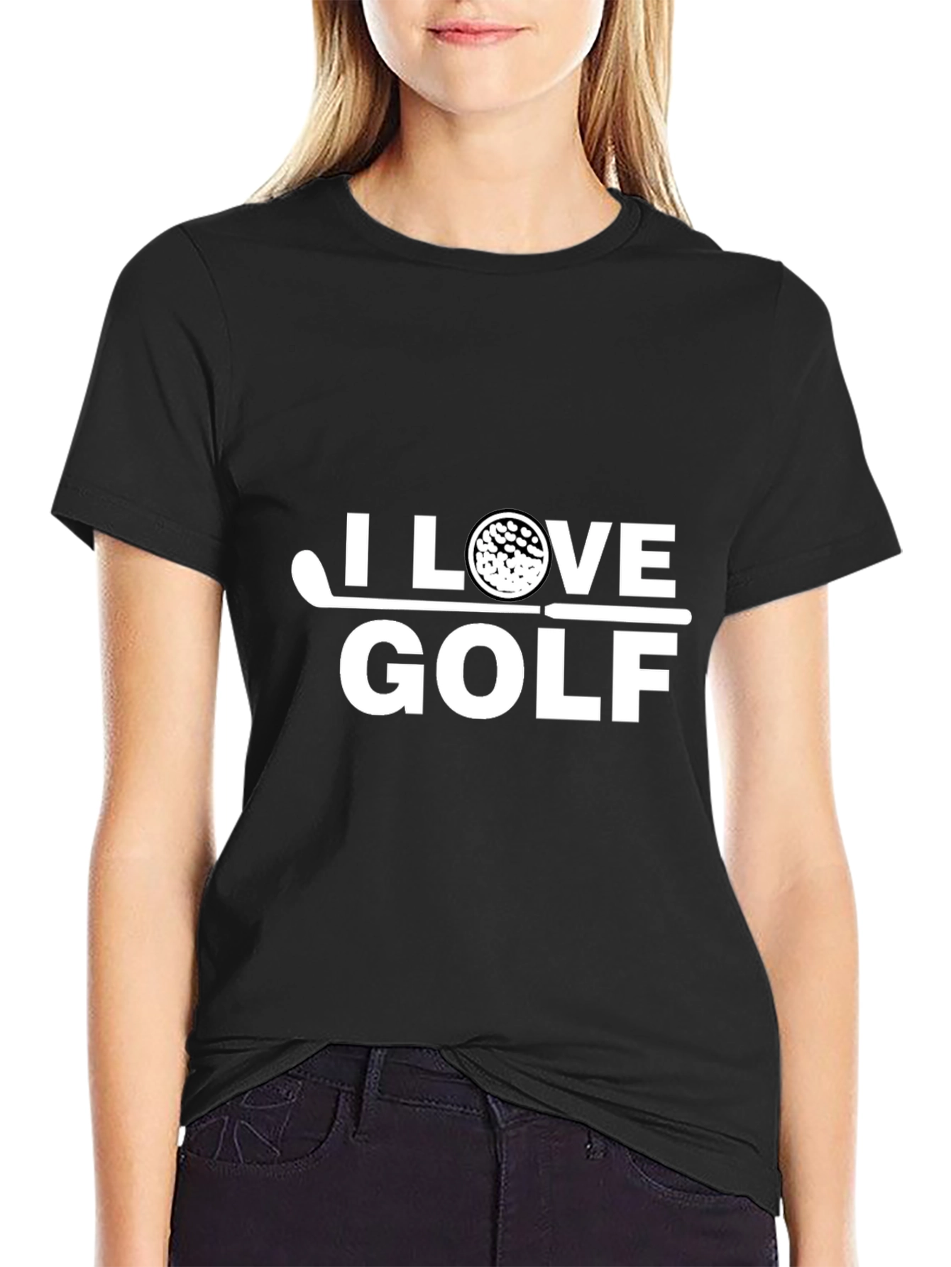 I Love Golf Graphic Tee - Black Cotton T-Shirt