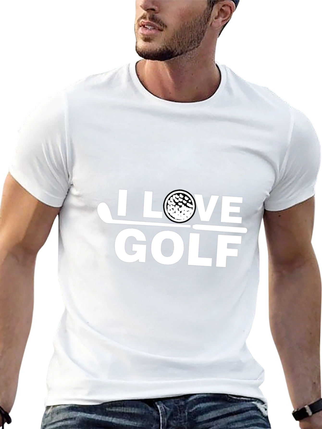 I Love Golf Graphic Tee - Black Cotton T-Shirt