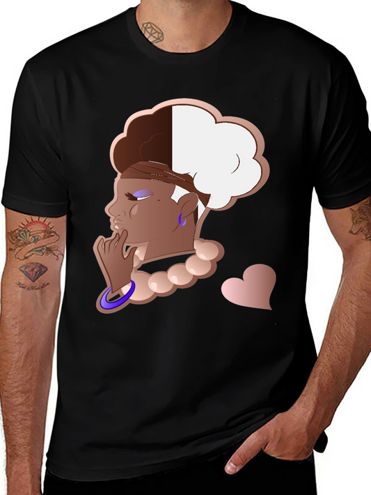 Stylish Graphic Tee - Afro Puff Design