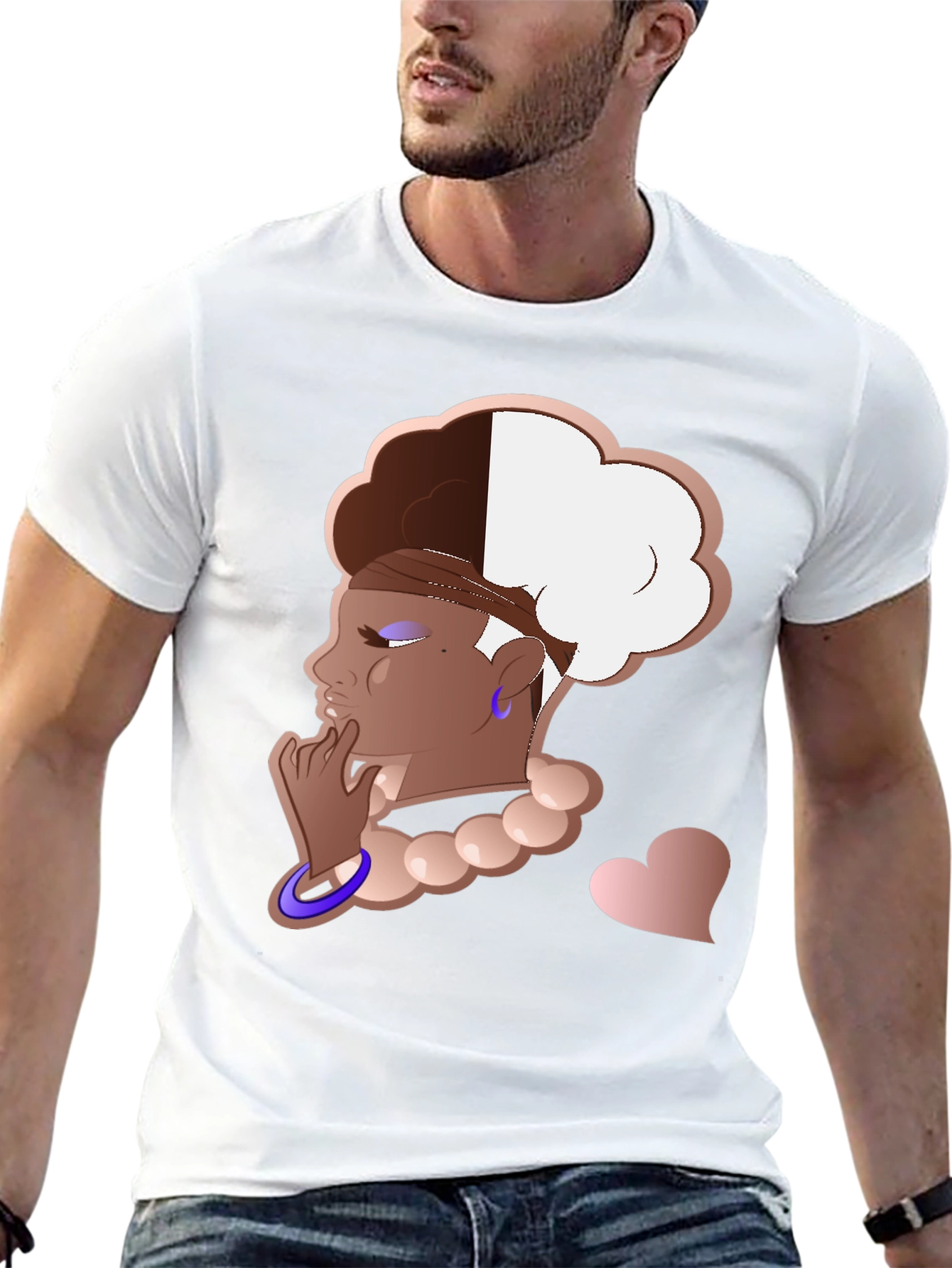 Stylish Graphic Tee - Afro Puff Design