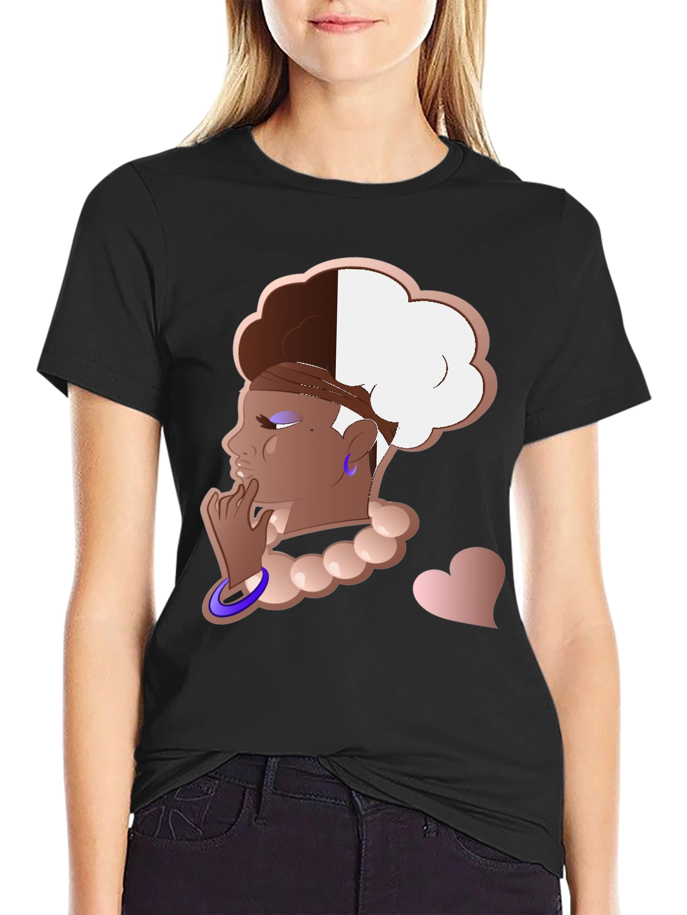 Stylish Graphic Tee - Afro Puff Design