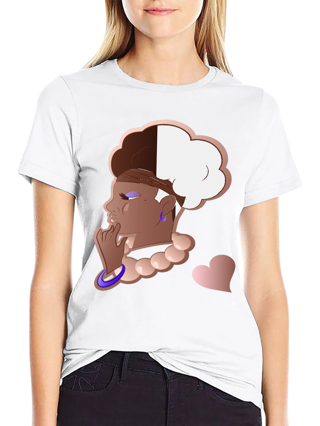 Stylish Graphic Tee - Afro Puff Design