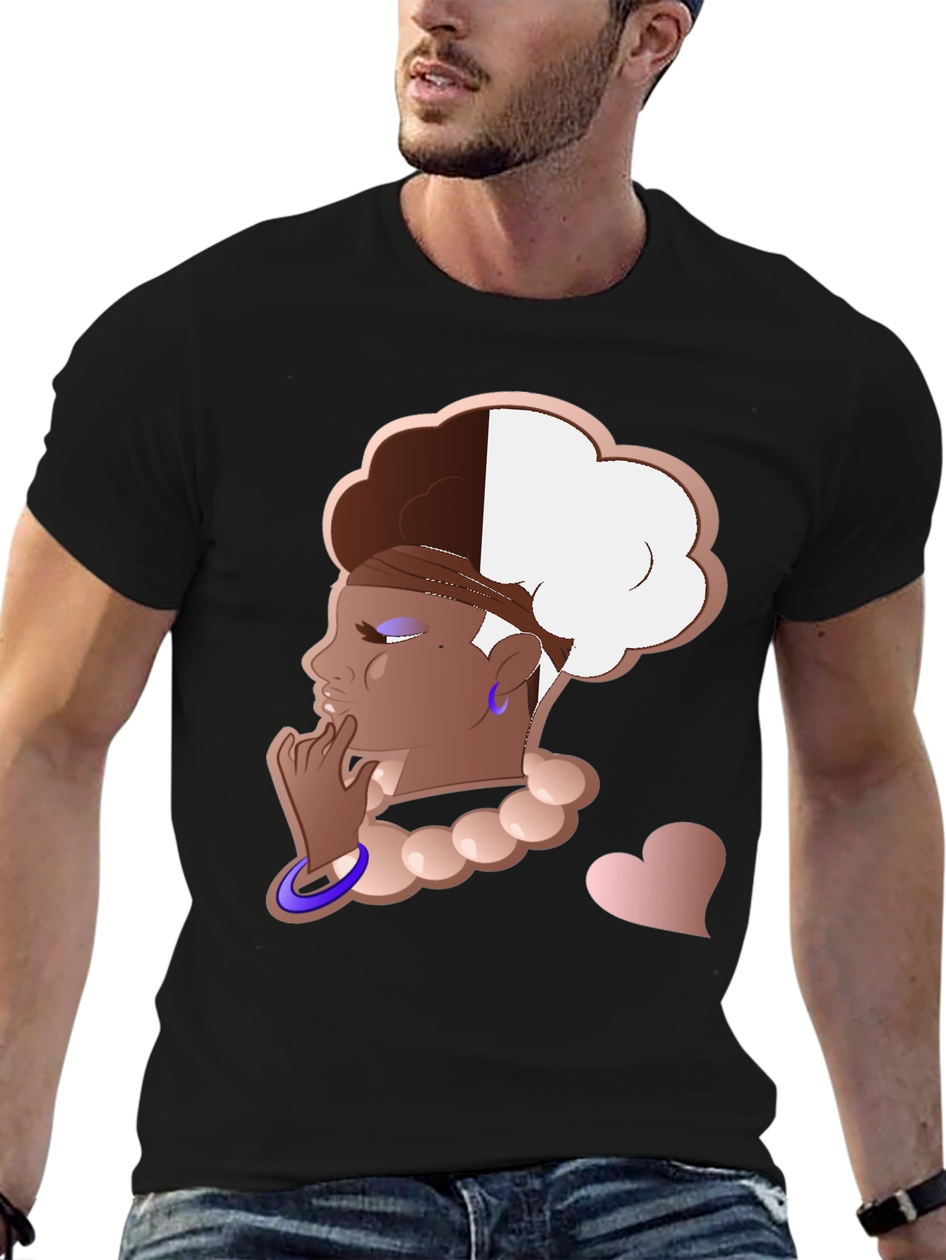 Stylish Graphic Tee - Afro Puff Design