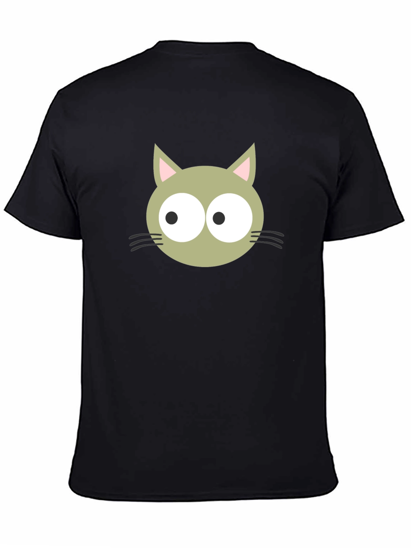 Cartoon Cat Graphic Tee - Black Cotton Blend Shirt