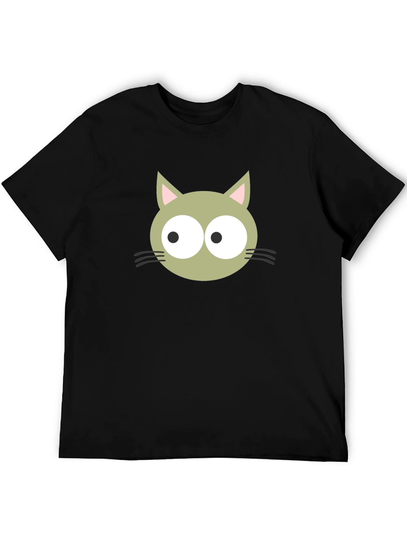 Cartoon Cat Graphic Tee - Black Cotton Blend Shirt