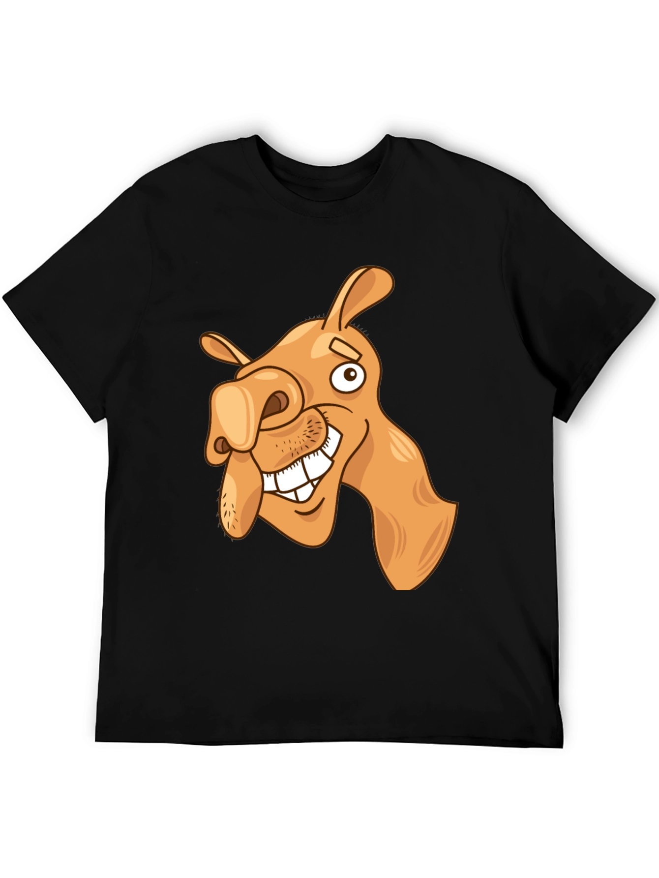 Funny Camel Cartoon Graphic Black T-Shirt
