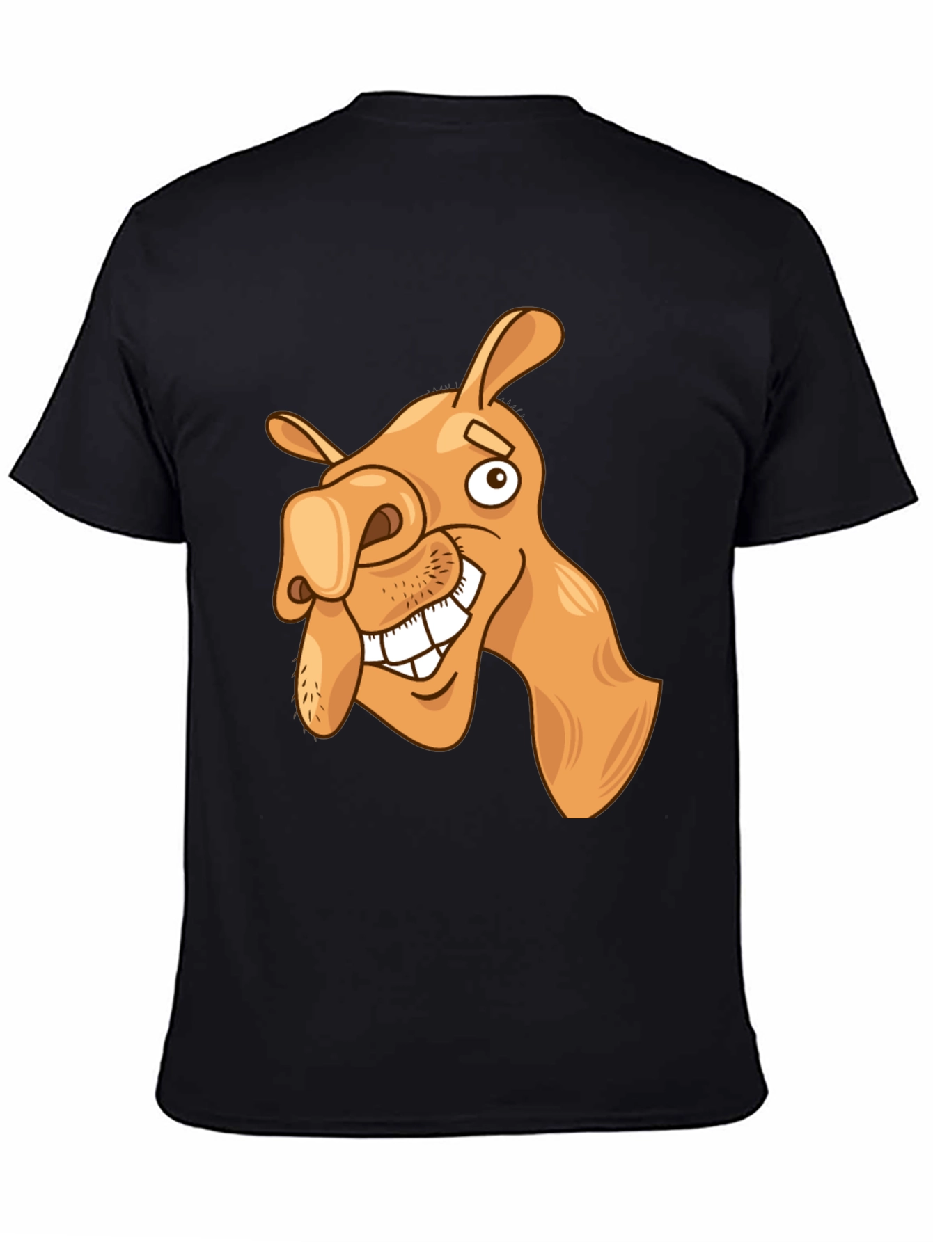 Funny Camel Cartoon Graphic Black T-Shirt