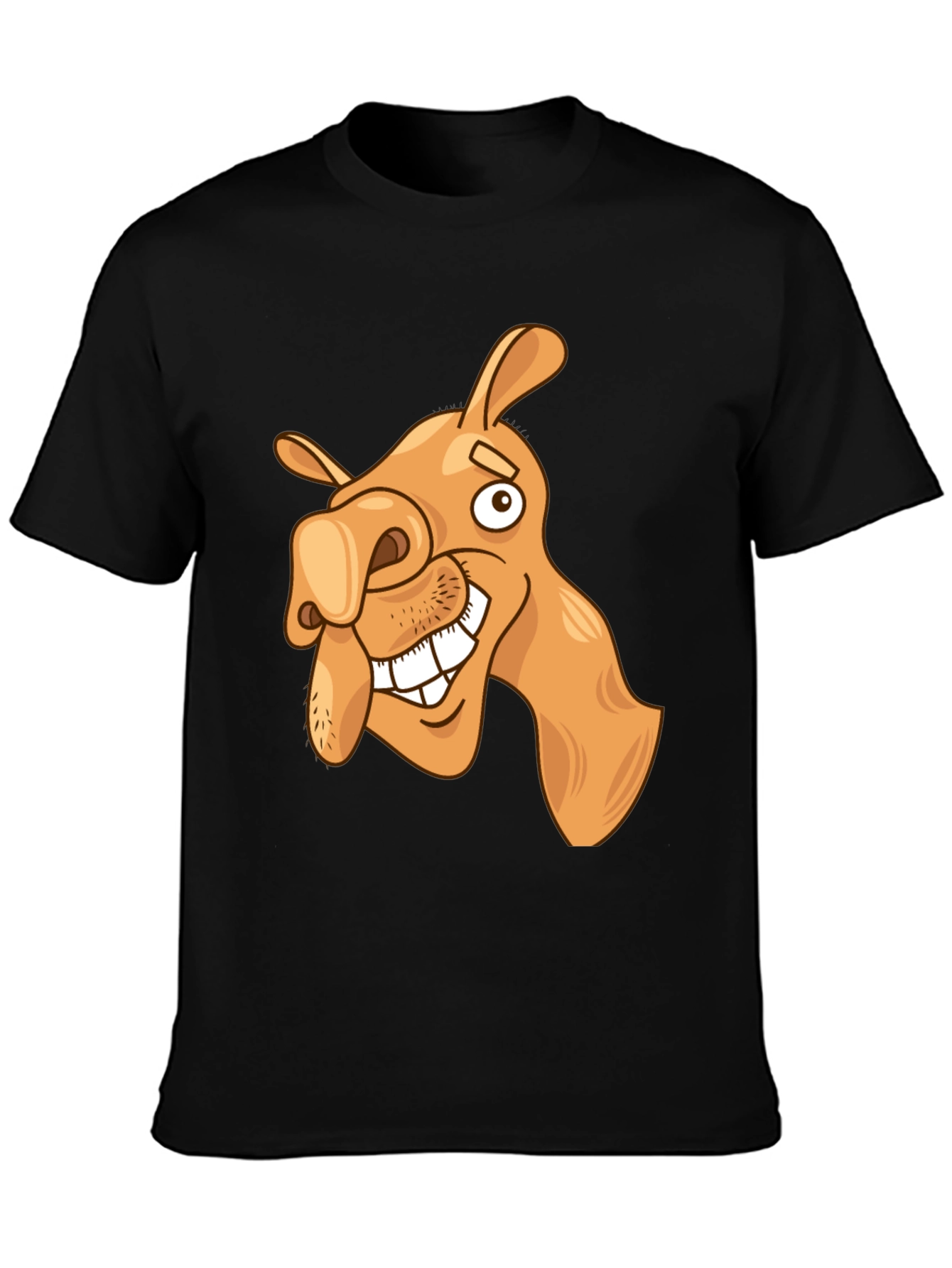 Funny Camel Cartoon Graphic Black T-Shirt