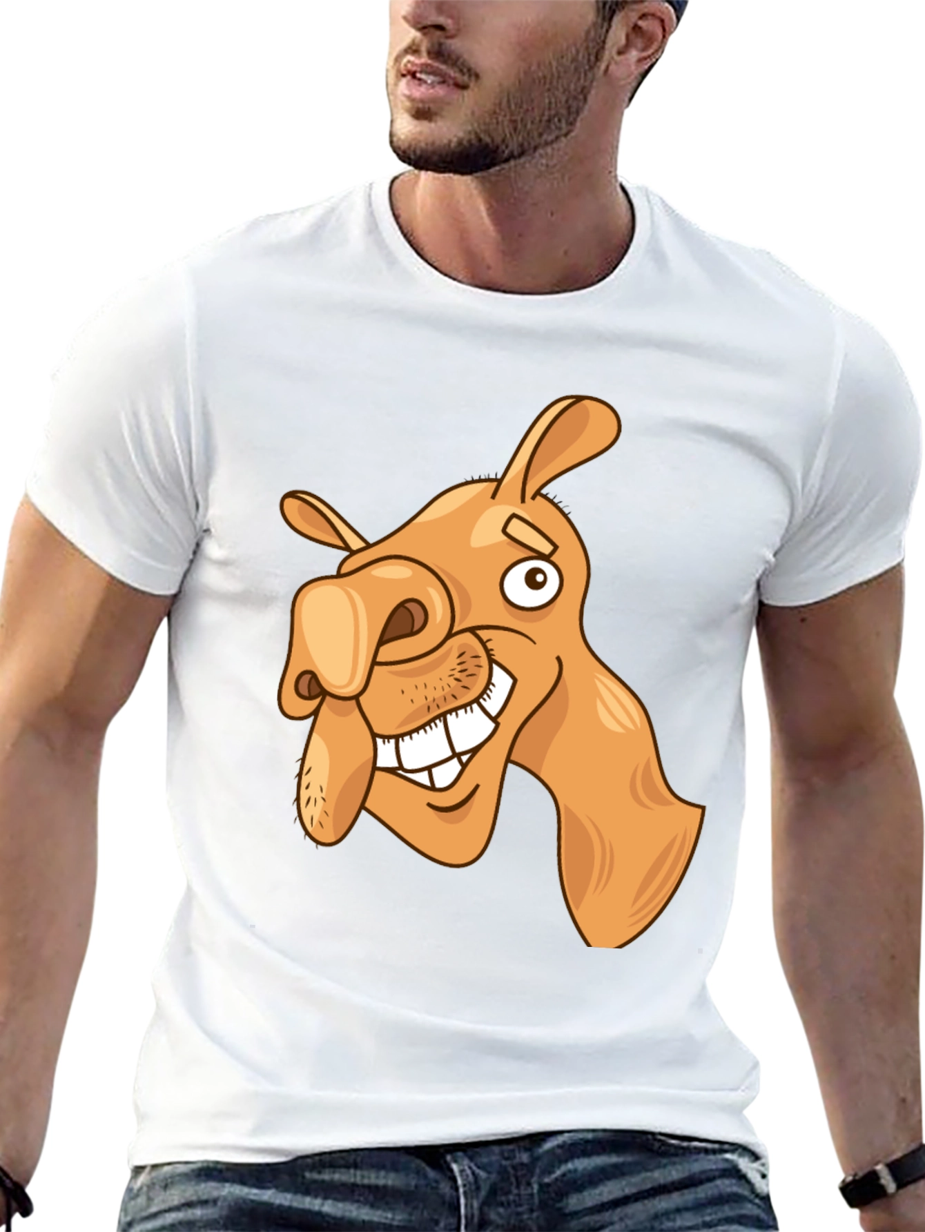 Funny Camel Cartoon Graphic Black T-Shirt