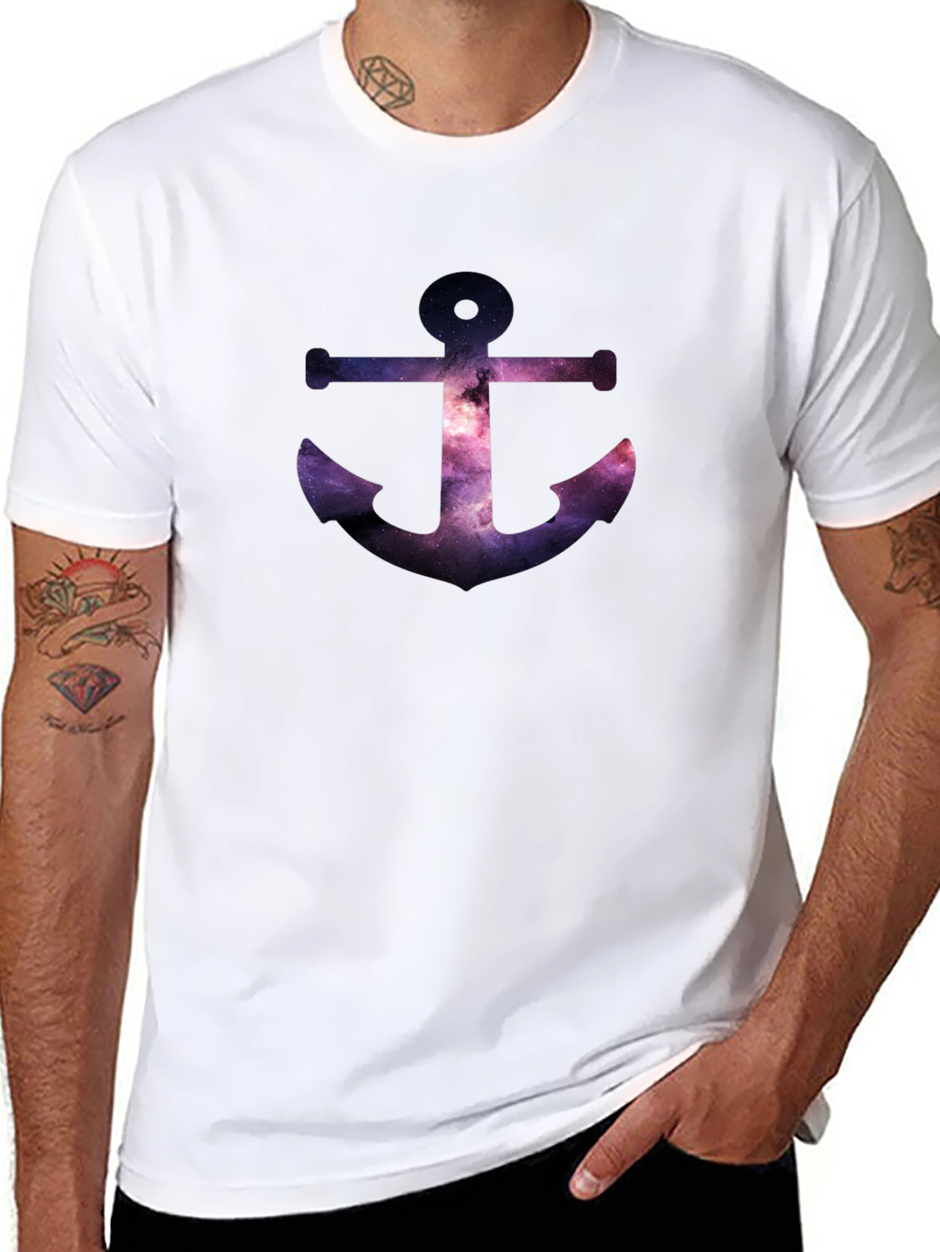 Galaxy Anchor Black T-Shirt - Modern Graphic Tee