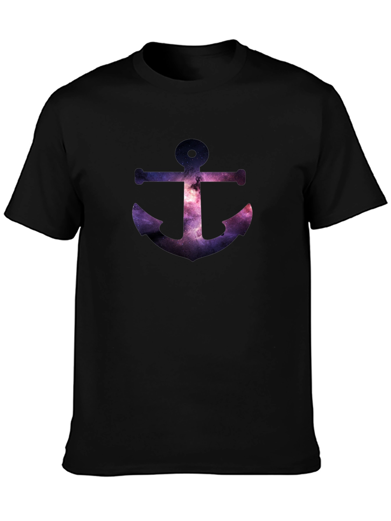Galaxy Anchor Black T-Shirt - Modern Graphic Tee