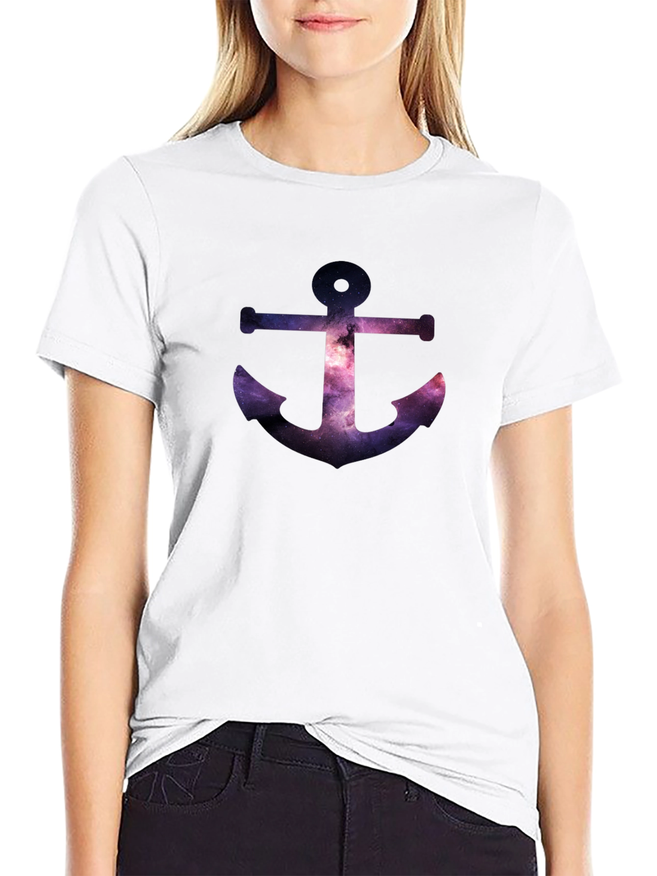Galaxy Anchor Black T-Shirt - Modern Graphic Tee
