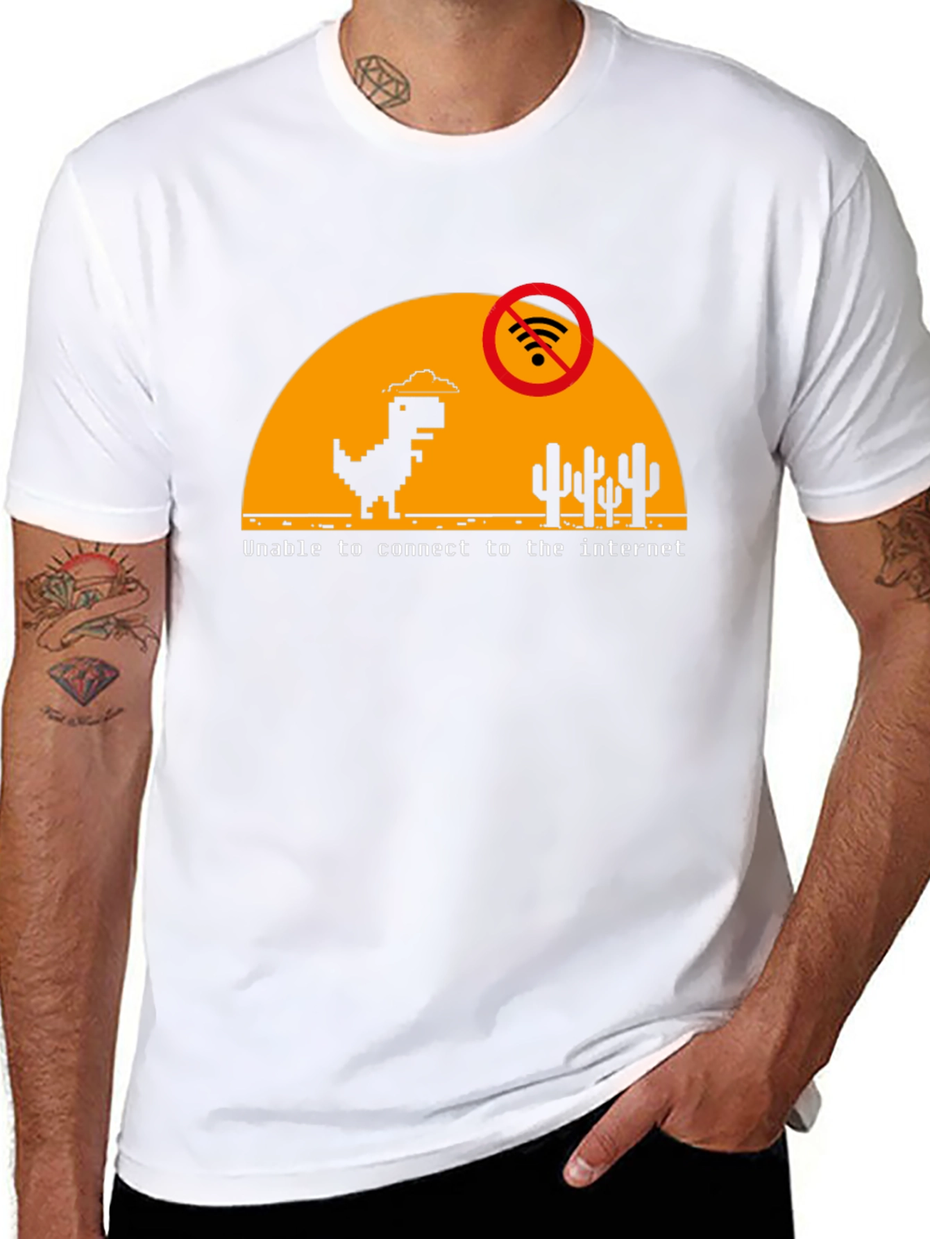 No Internet Dinosaur Graphic T-Shirt