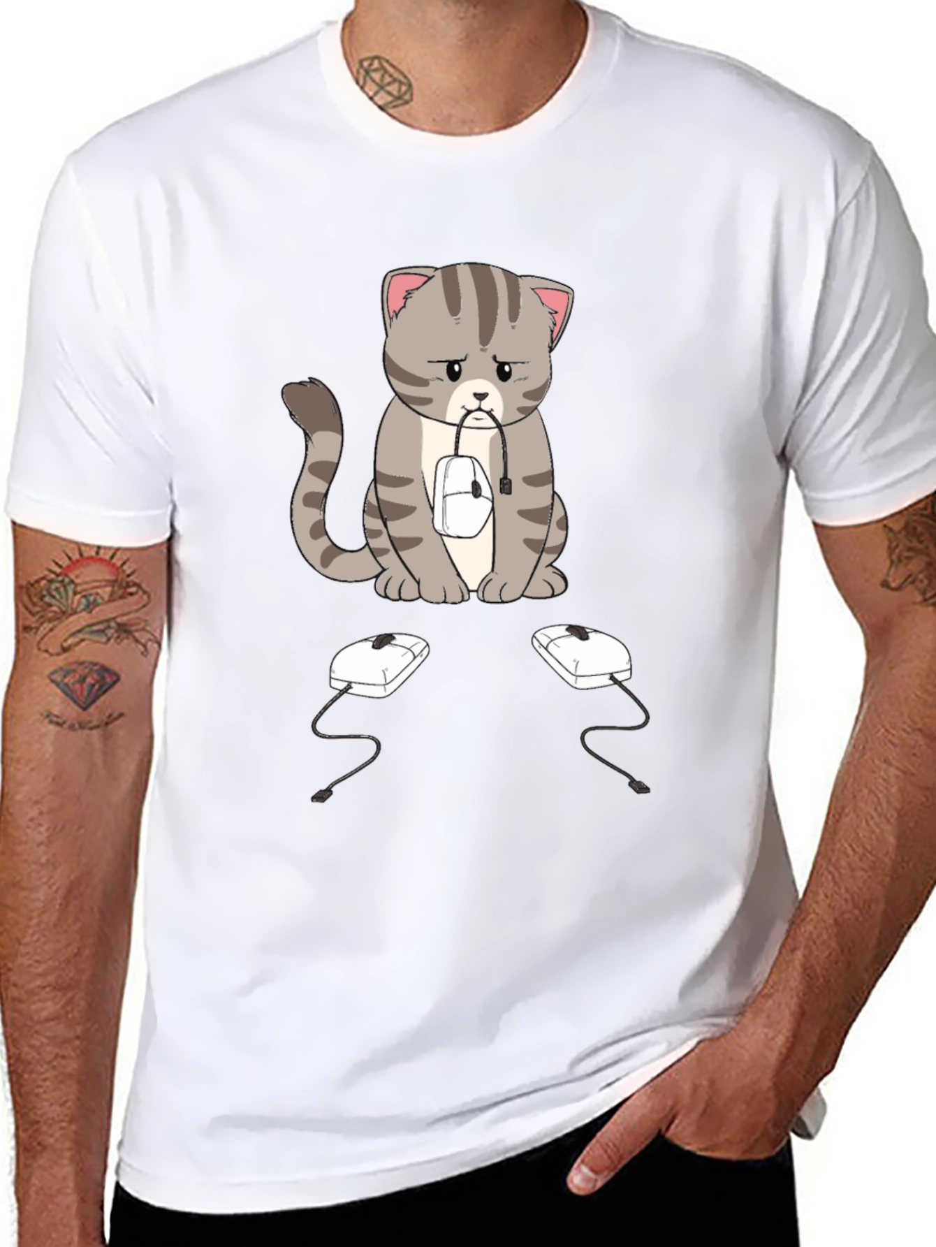 Sad Cat Computer Mouse T-Shirt