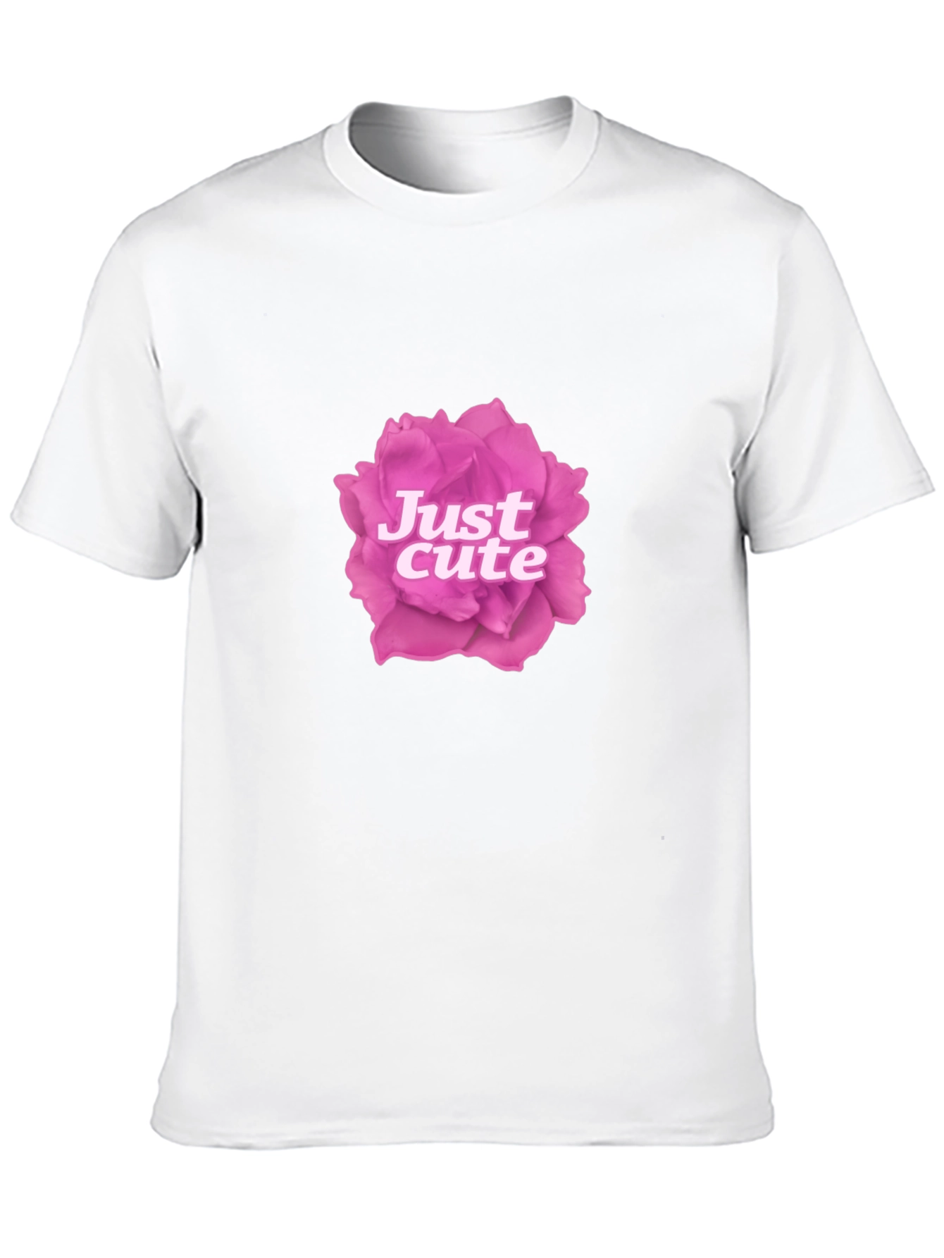 Just Cute Pink Rose Graphic Black T-Shirt