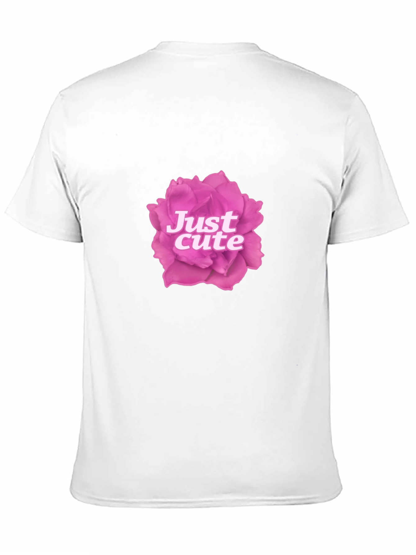 Just Cute Pink Rose Graphic Black T-Shirt