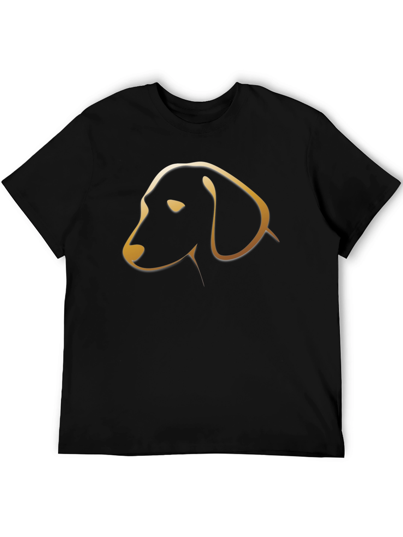 Black T-Shirt with Golden Dog Silhouette