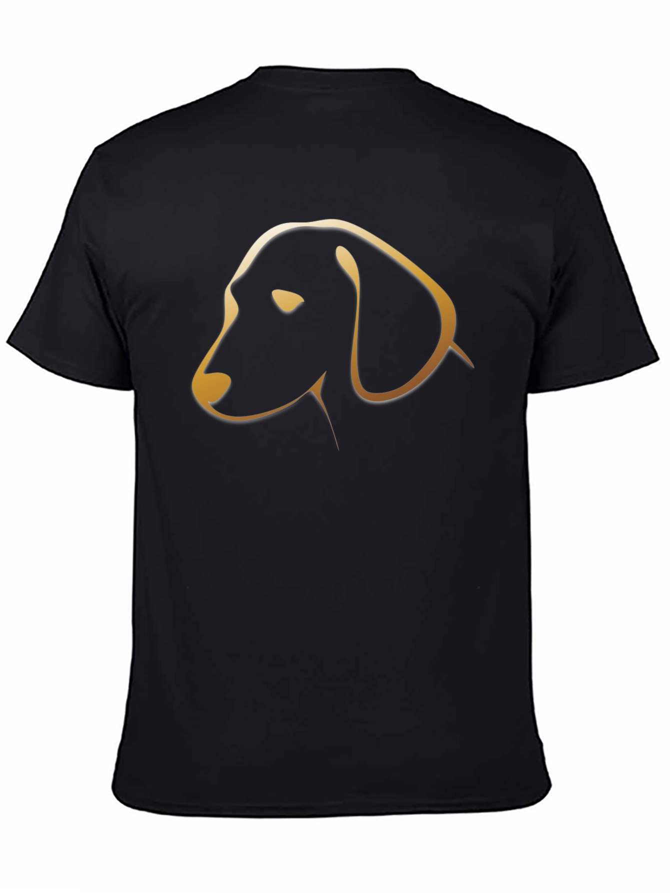 Black T-Shirt with Golden Dog Silhouette