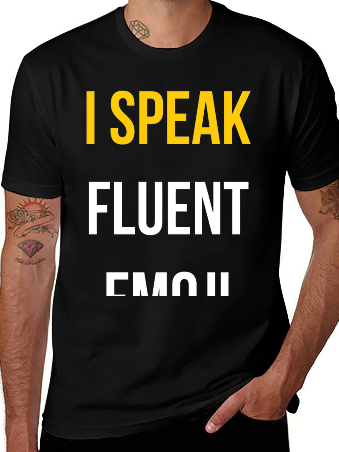 I Speak Fluent Emoji Black Graphic T-Shirt