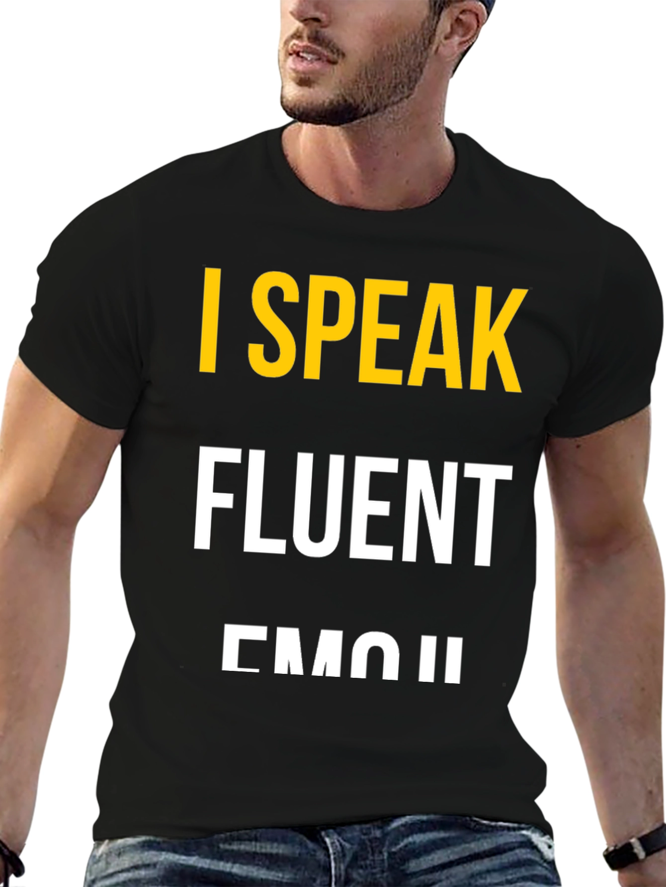 I Speak Fluent Emoji Black Graphic T-Shirt