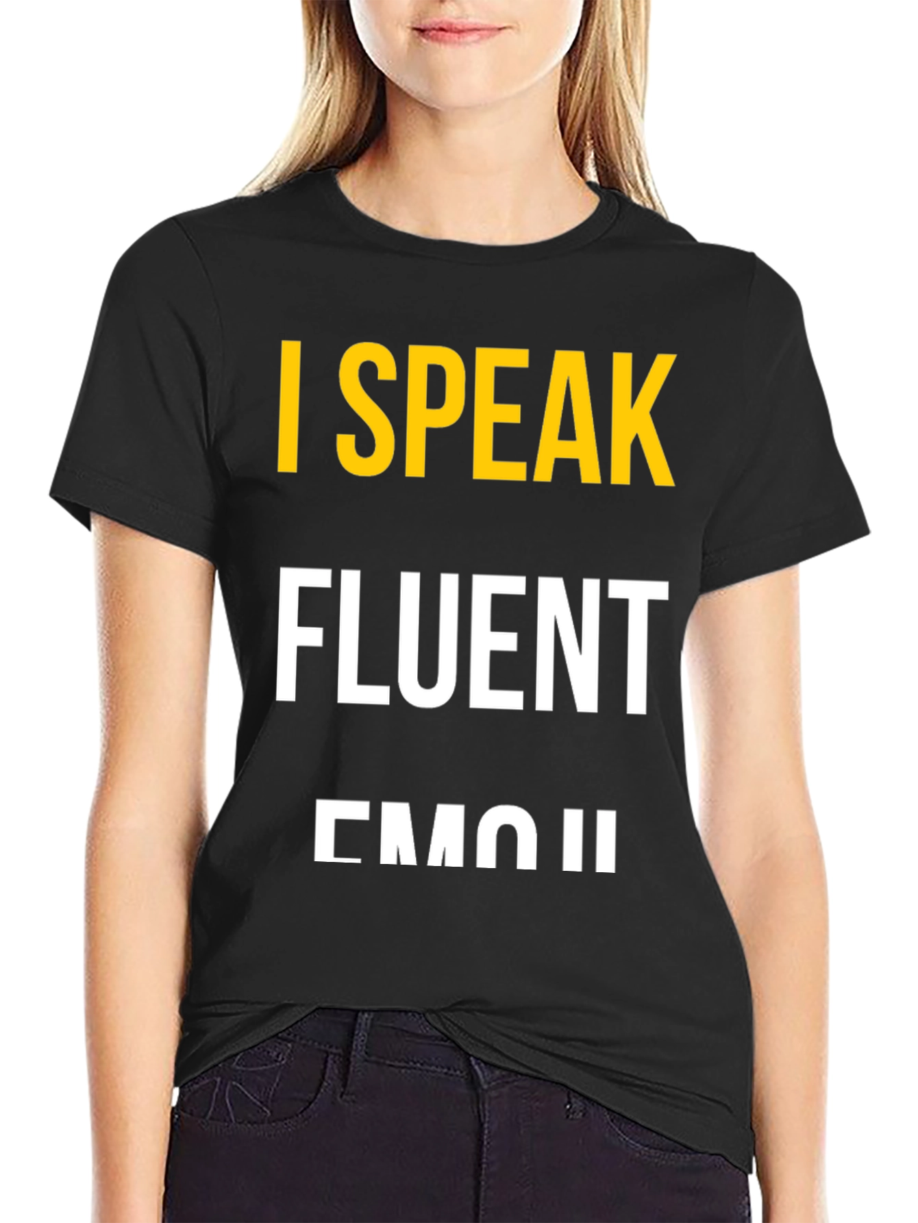 I Speak Fluent Emoji Black Graphic T-Shirt
