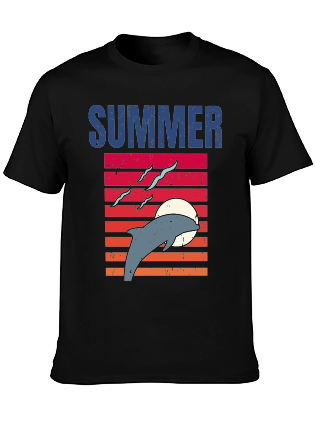 Summer Dolphin Sunset Graphic T-Shirt