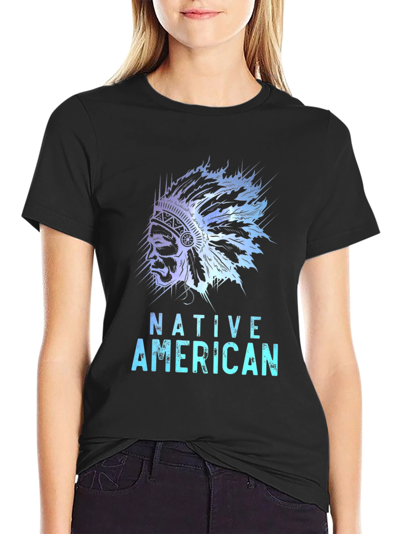 Native American Graphic Tee - Black Casual T-Shirt