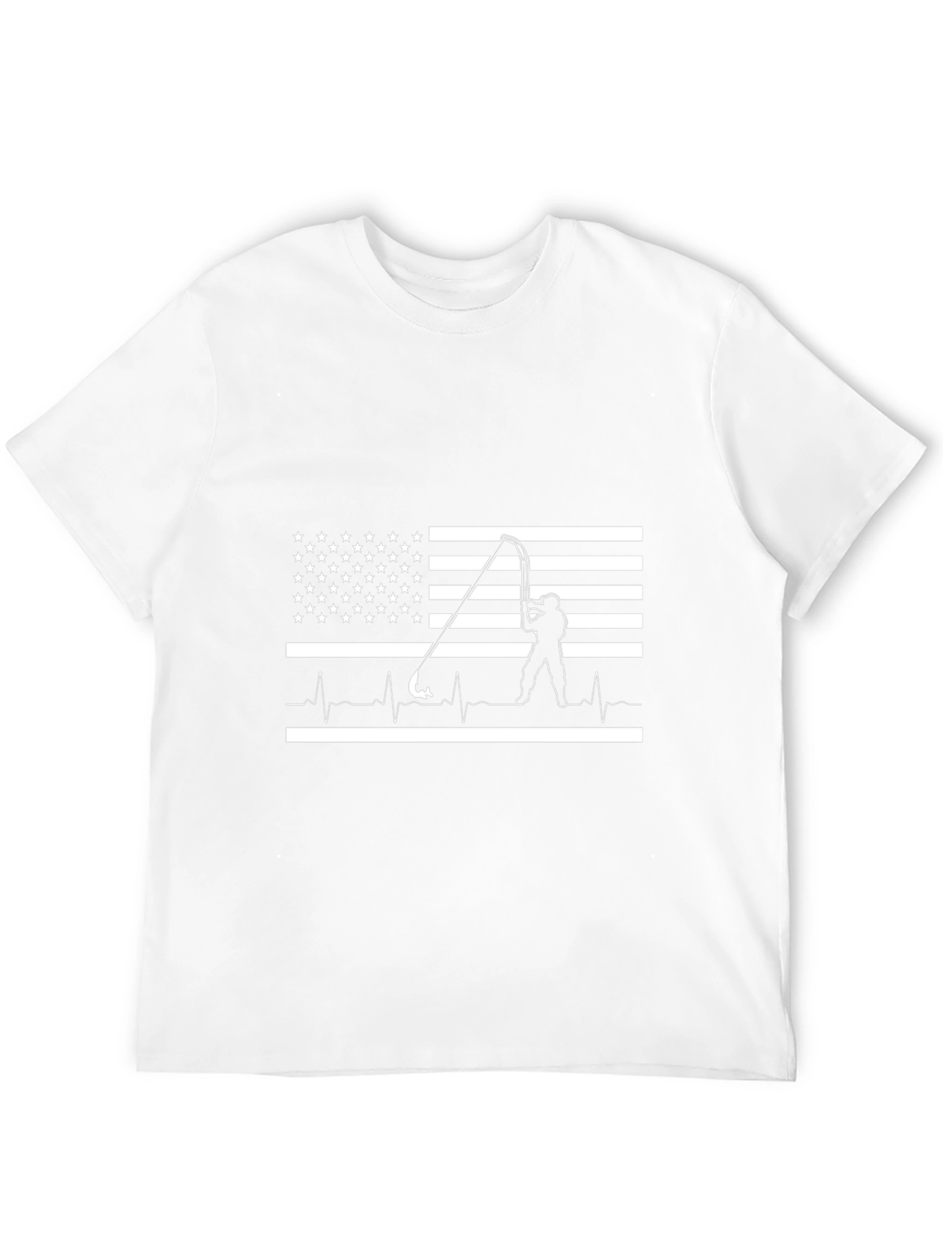 American Flag Fishing Heartbeat T-Shirt