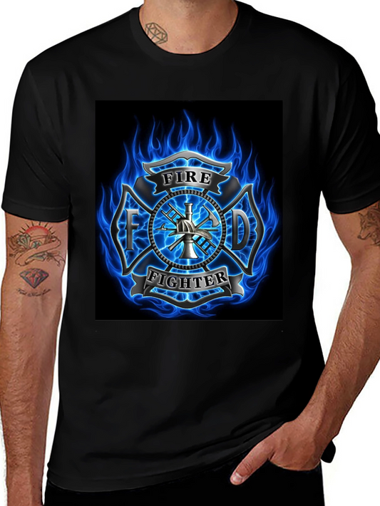 Firefighter Emblem Graphic Black T-Shirt