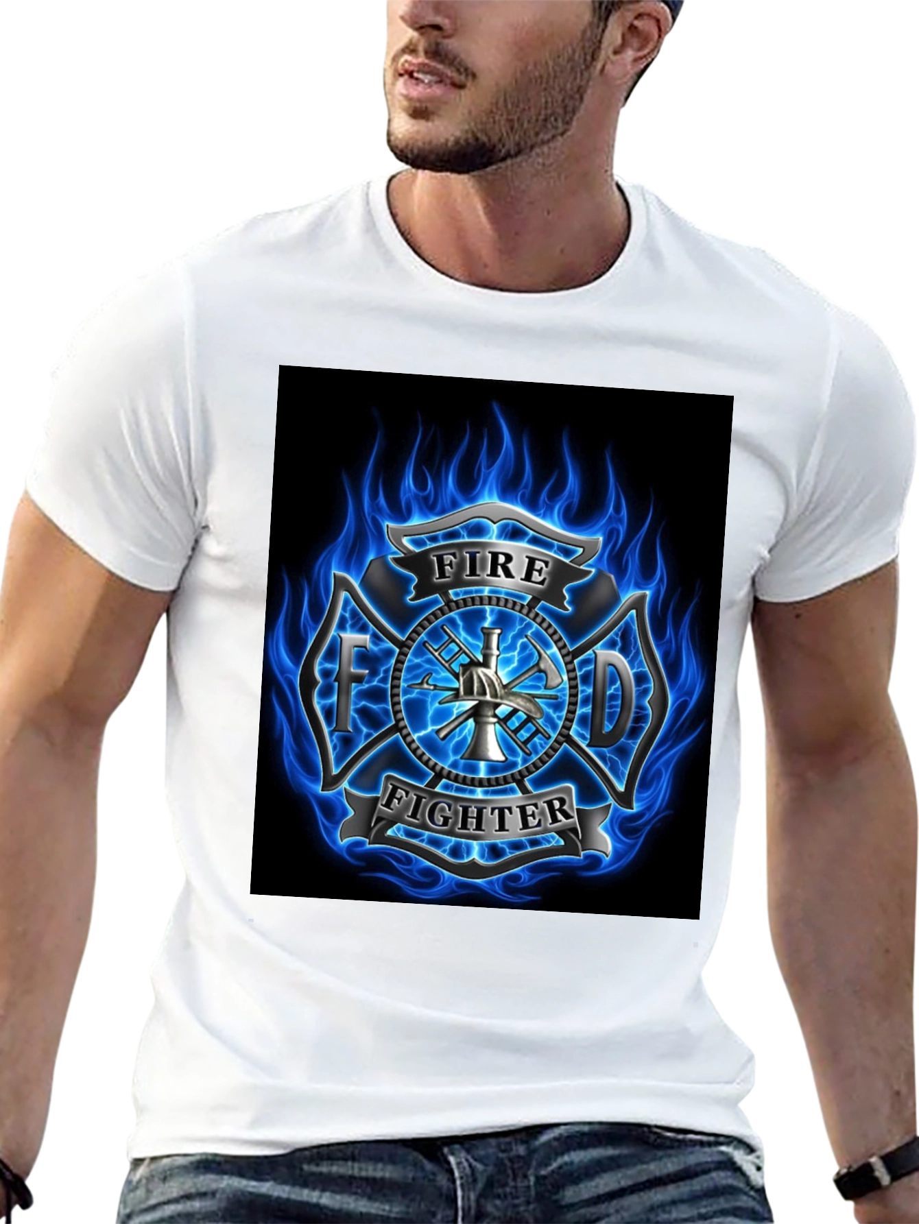 Firefighter Emblem Graphic Black T-Shirt