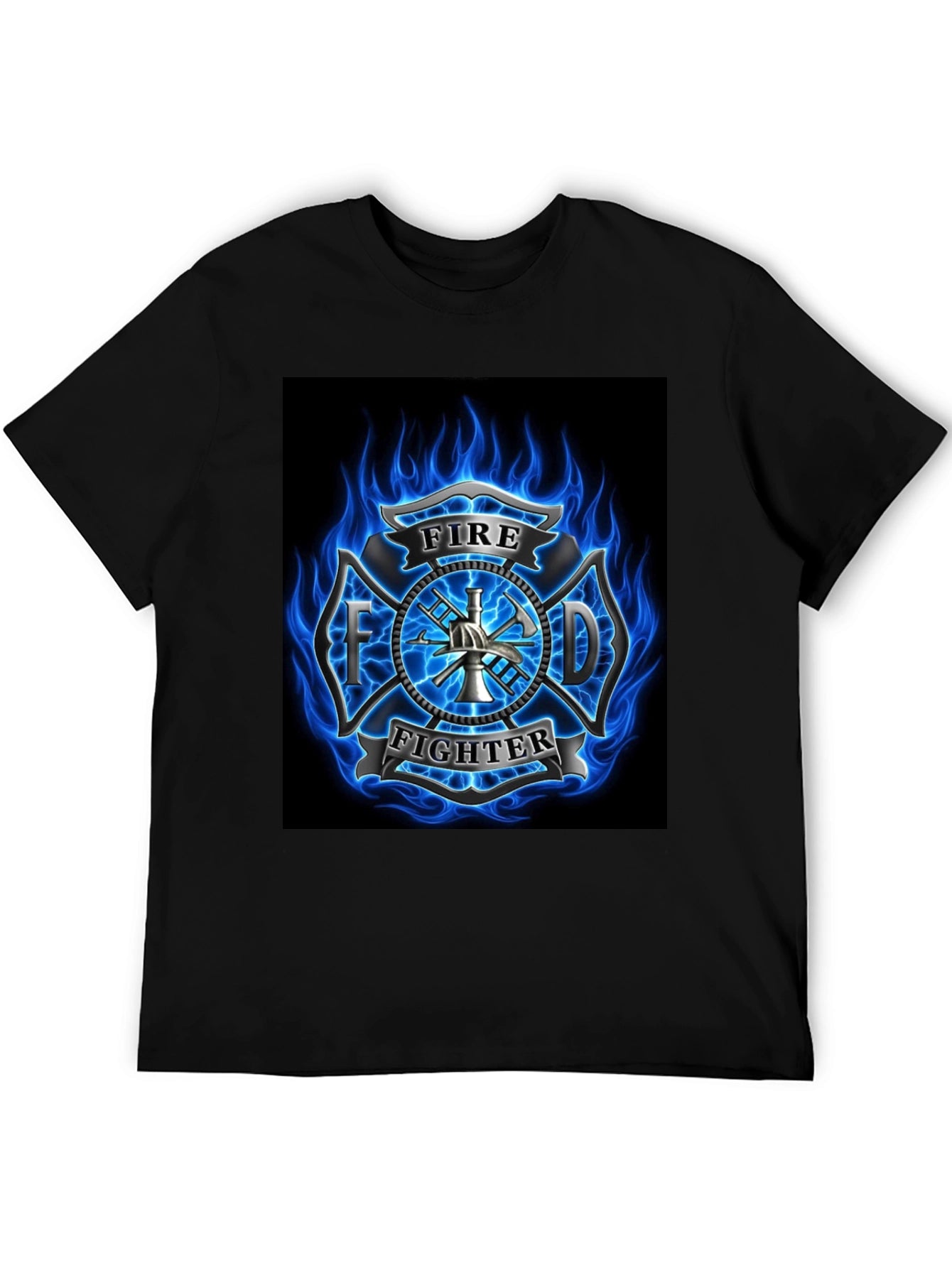 Firefighter Emblem Graphic Black T-Shirt