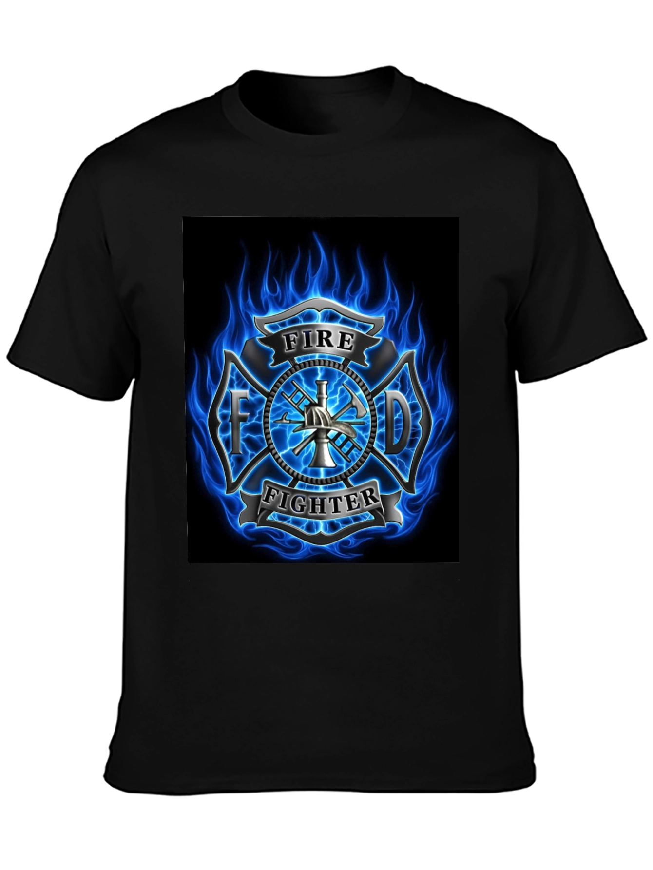 Firefighter Emblem Graphic Black T-Shirt