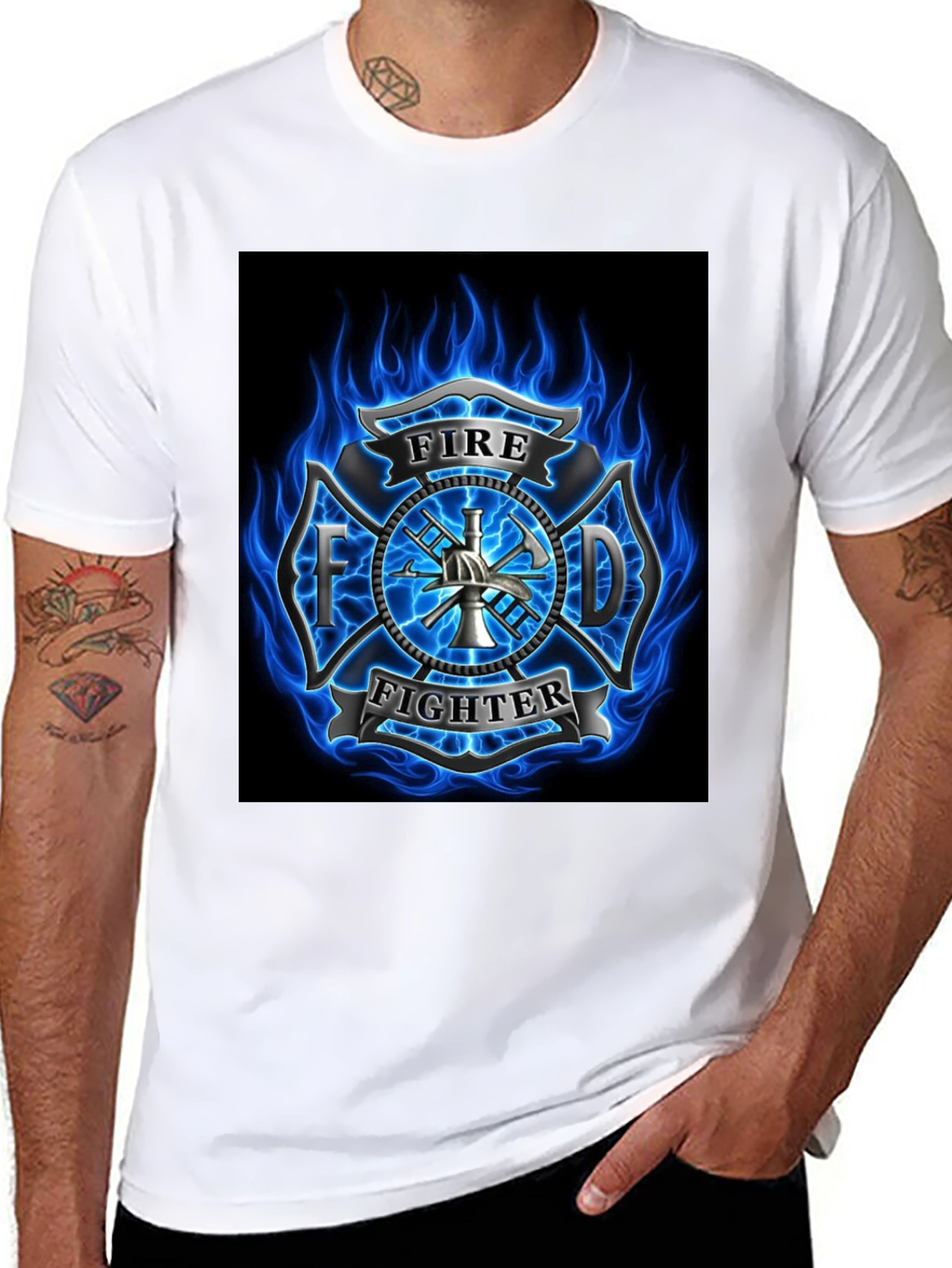 Firefighter Emblem Graphic Black T-Shirt