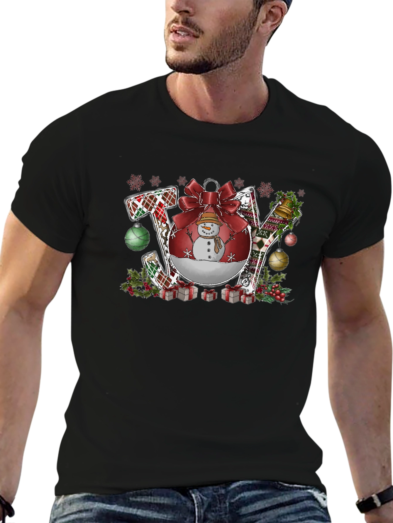 Joy Christmas Graphic Tee - Holiday Shirt