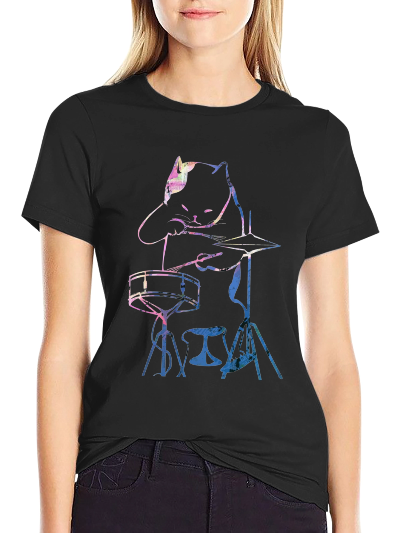 Cool Cat Drummer Graphic Tee