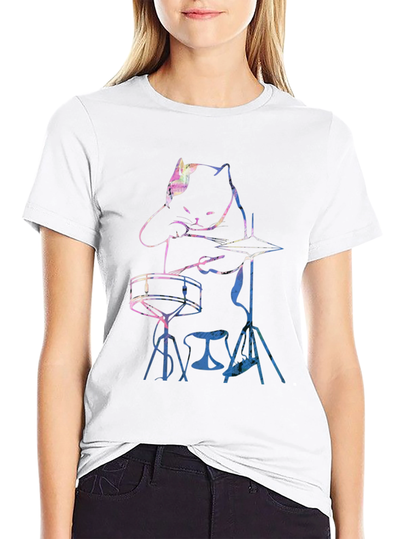 Cool Cat Drummer Graphic Tee