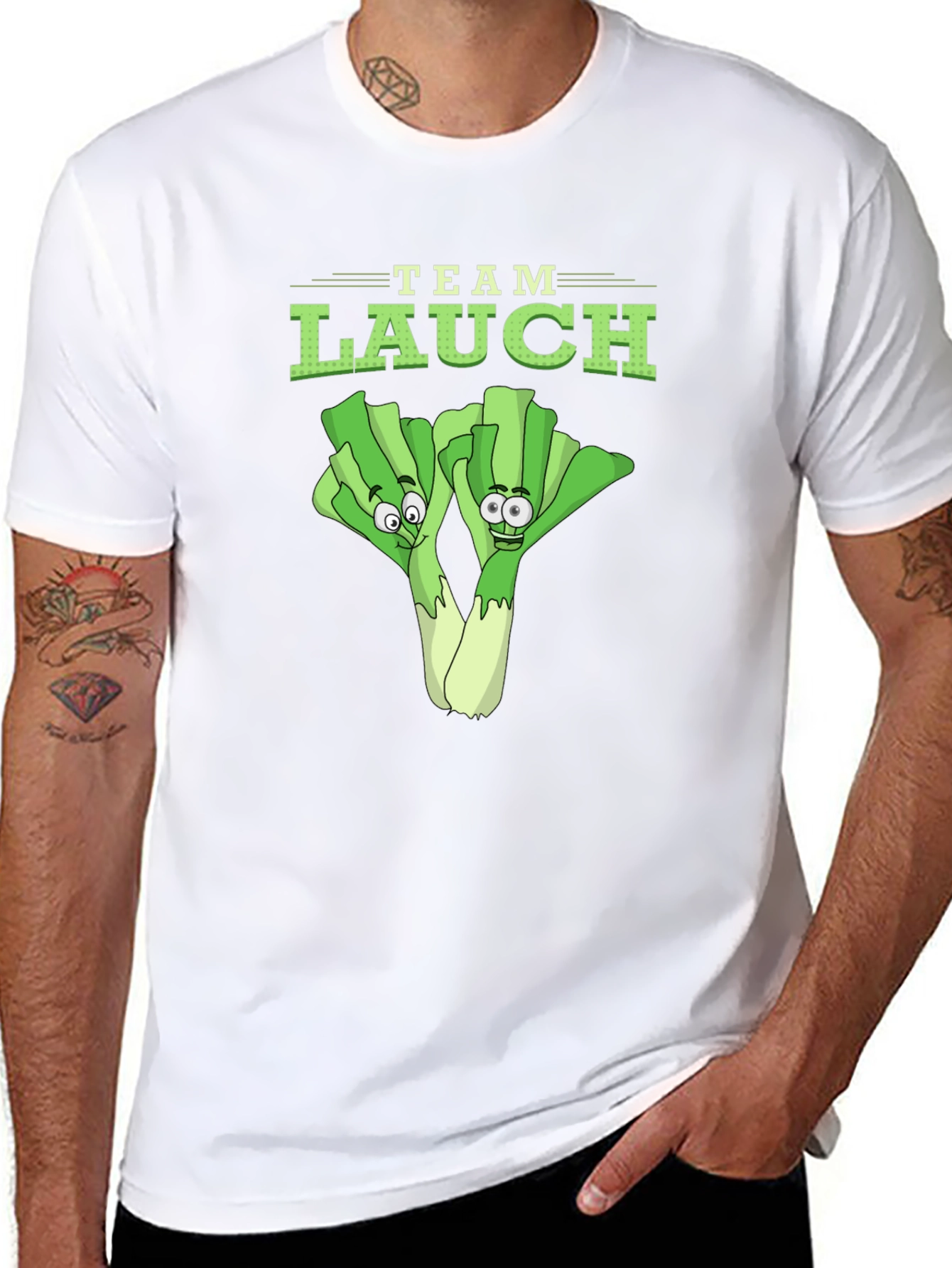 Team Lauch Funny Leek Cartoon Graphic T-Shirt