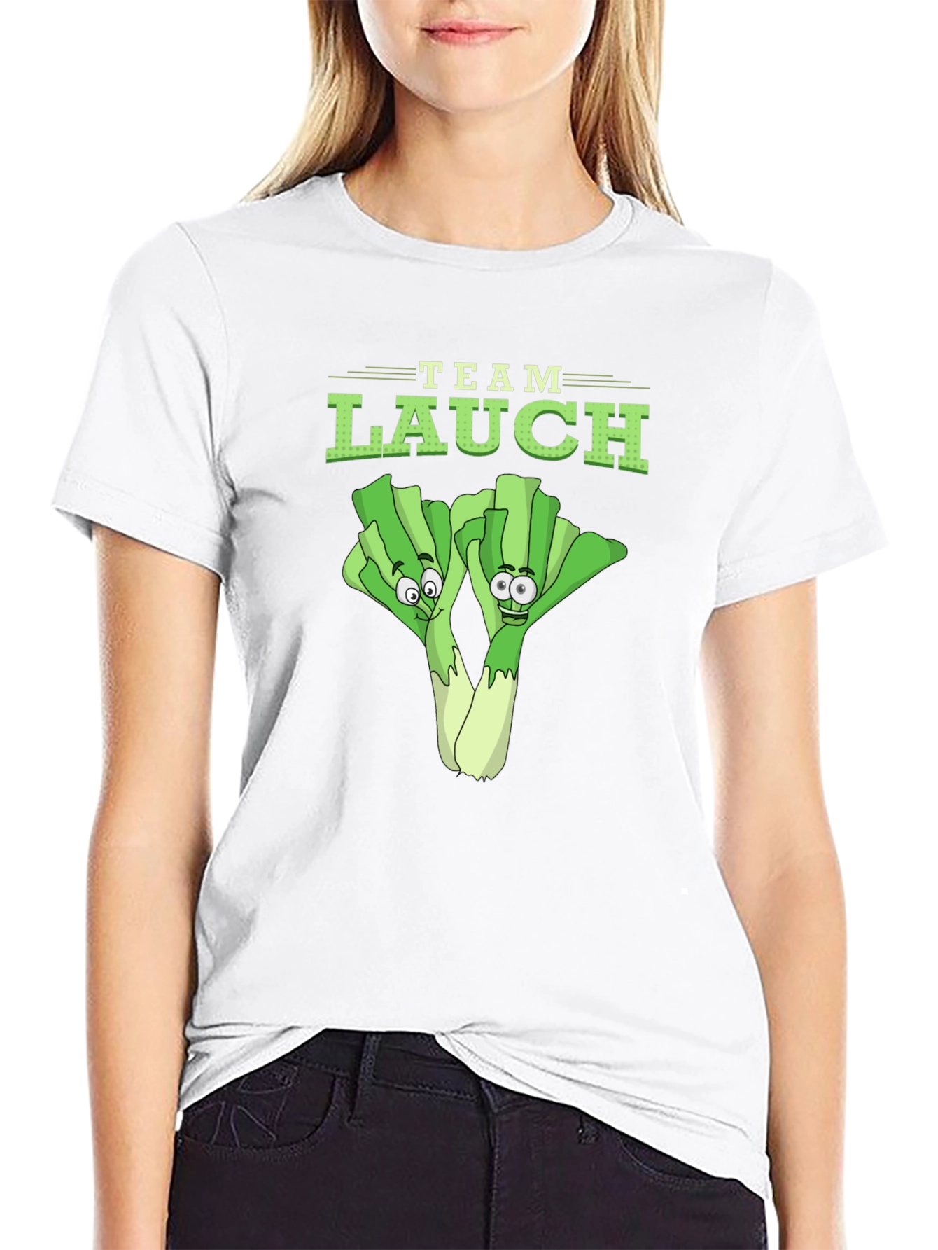 Team Lauch Funny Leek Cartoon Graphic T-Shirt