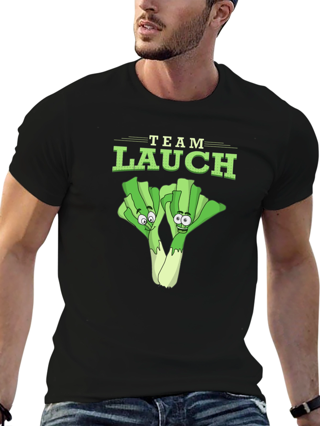 Team Lauch Funny Leek Cartoon Graphic T-Shirt