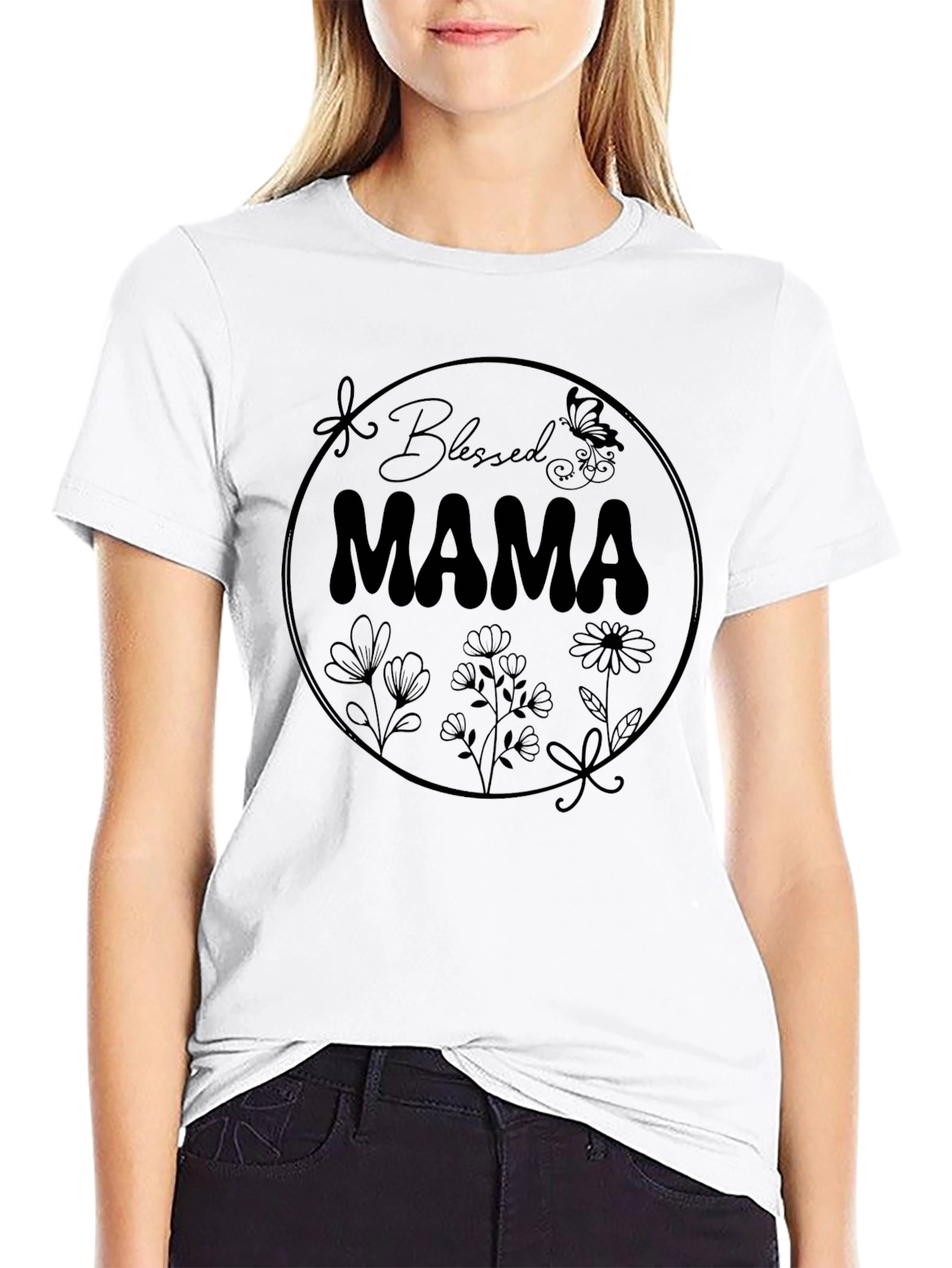 Blessed Mama Graphic T-Shirt - Black