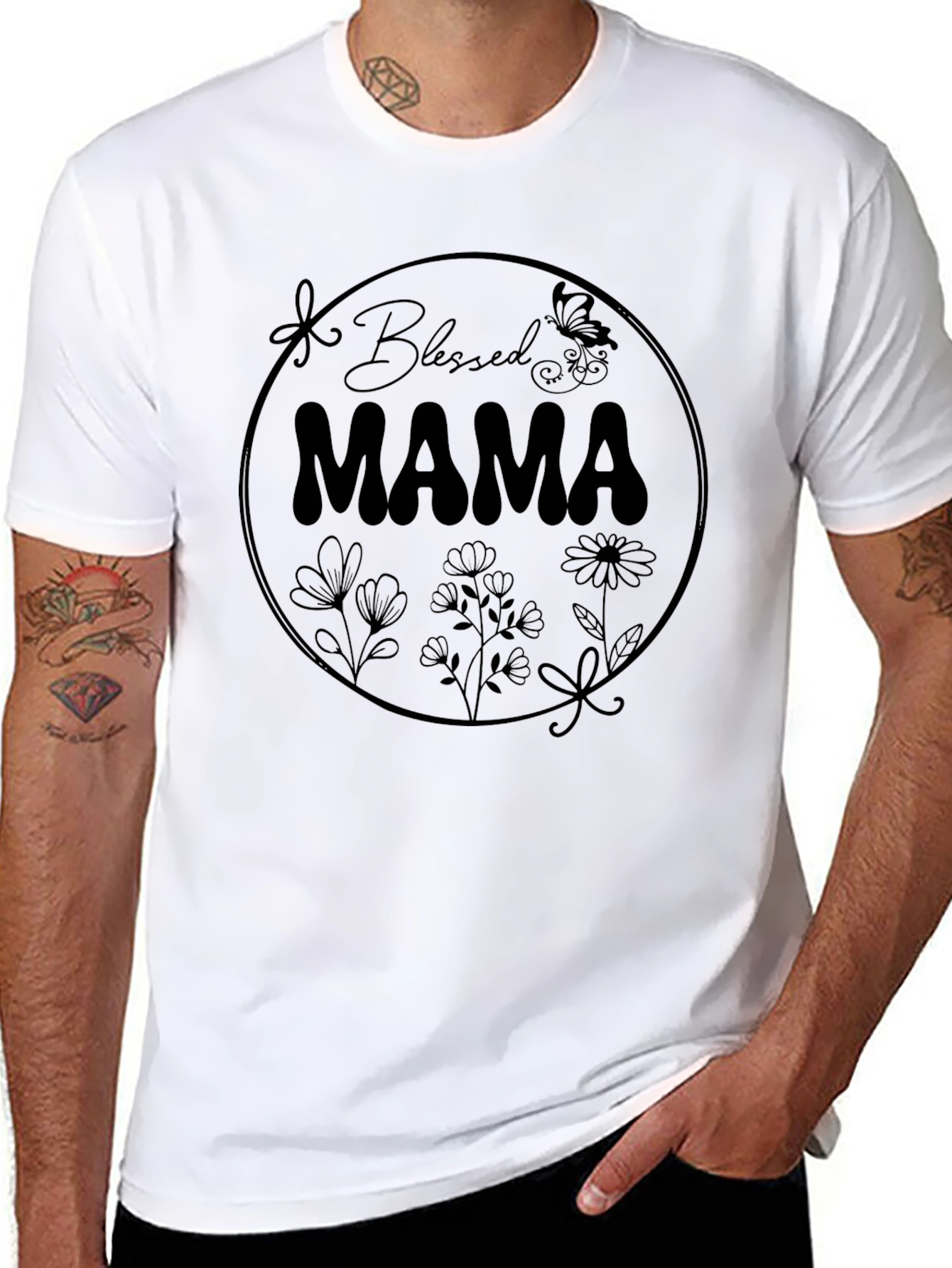 Blessed Mama Graphic T-Shirt - Black