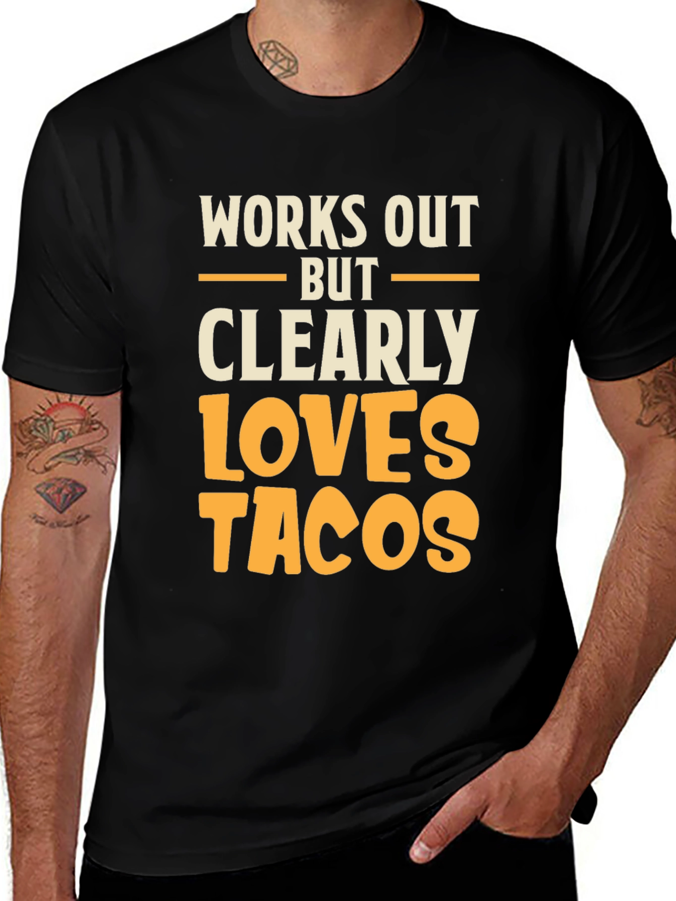 Works Out But Loves Tacos Graphic Tee