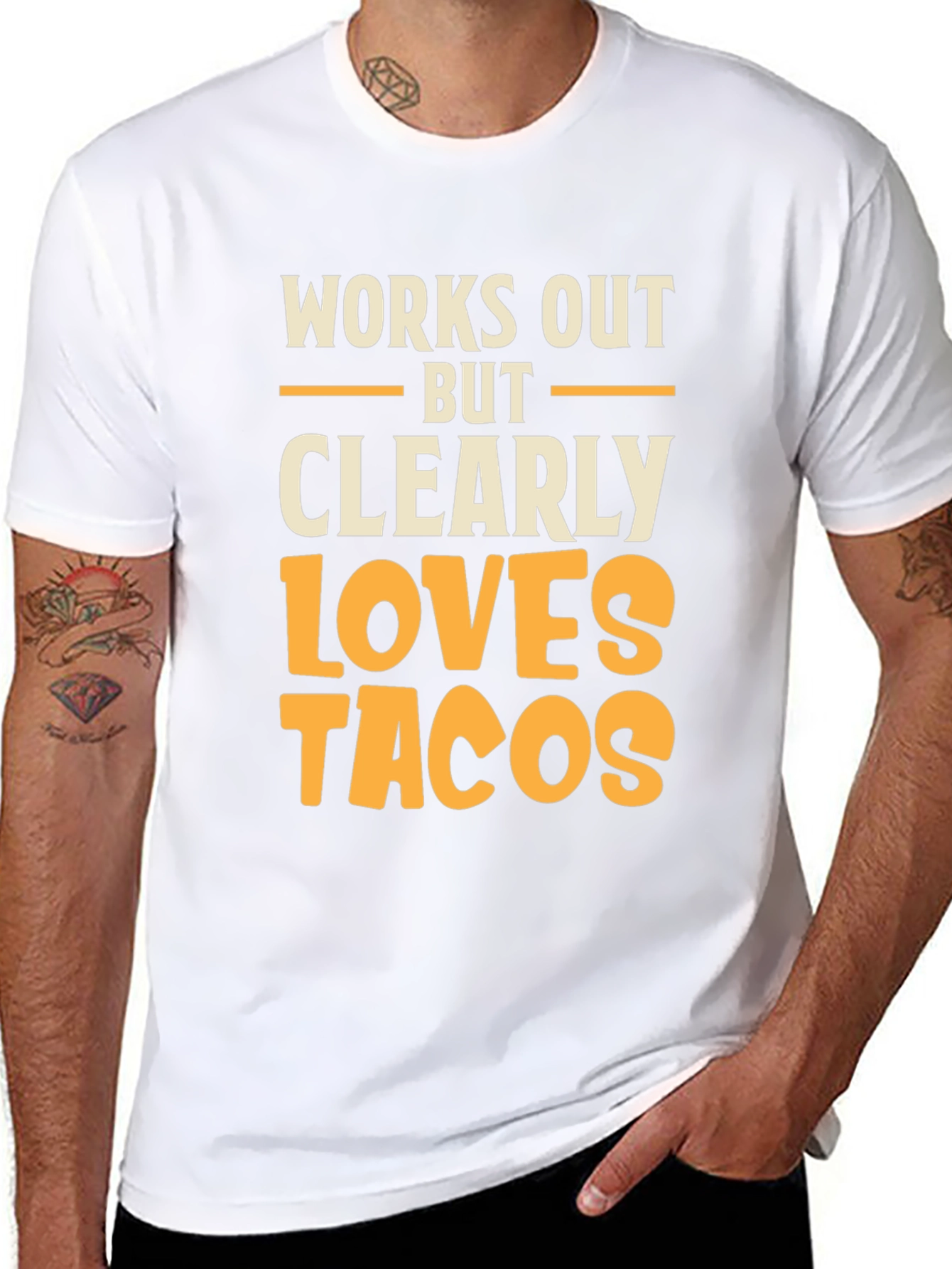 Works Out But Loves Tacos Graphic Tee