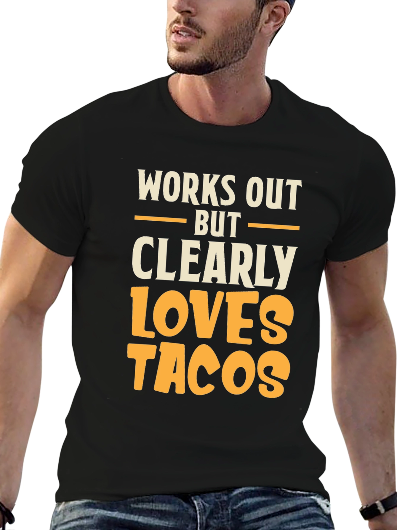 Works Out But Loves Tacos Graphic Tee