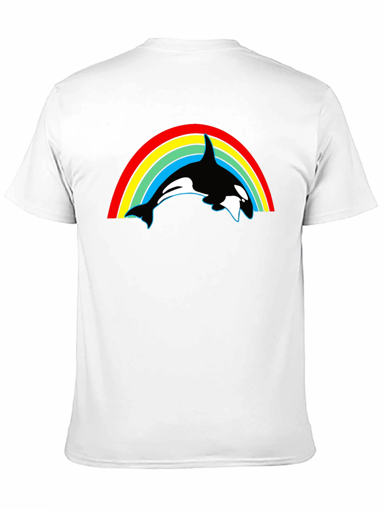 Orca Rainbow Graphic Tee - Black Cotton T-Shirt