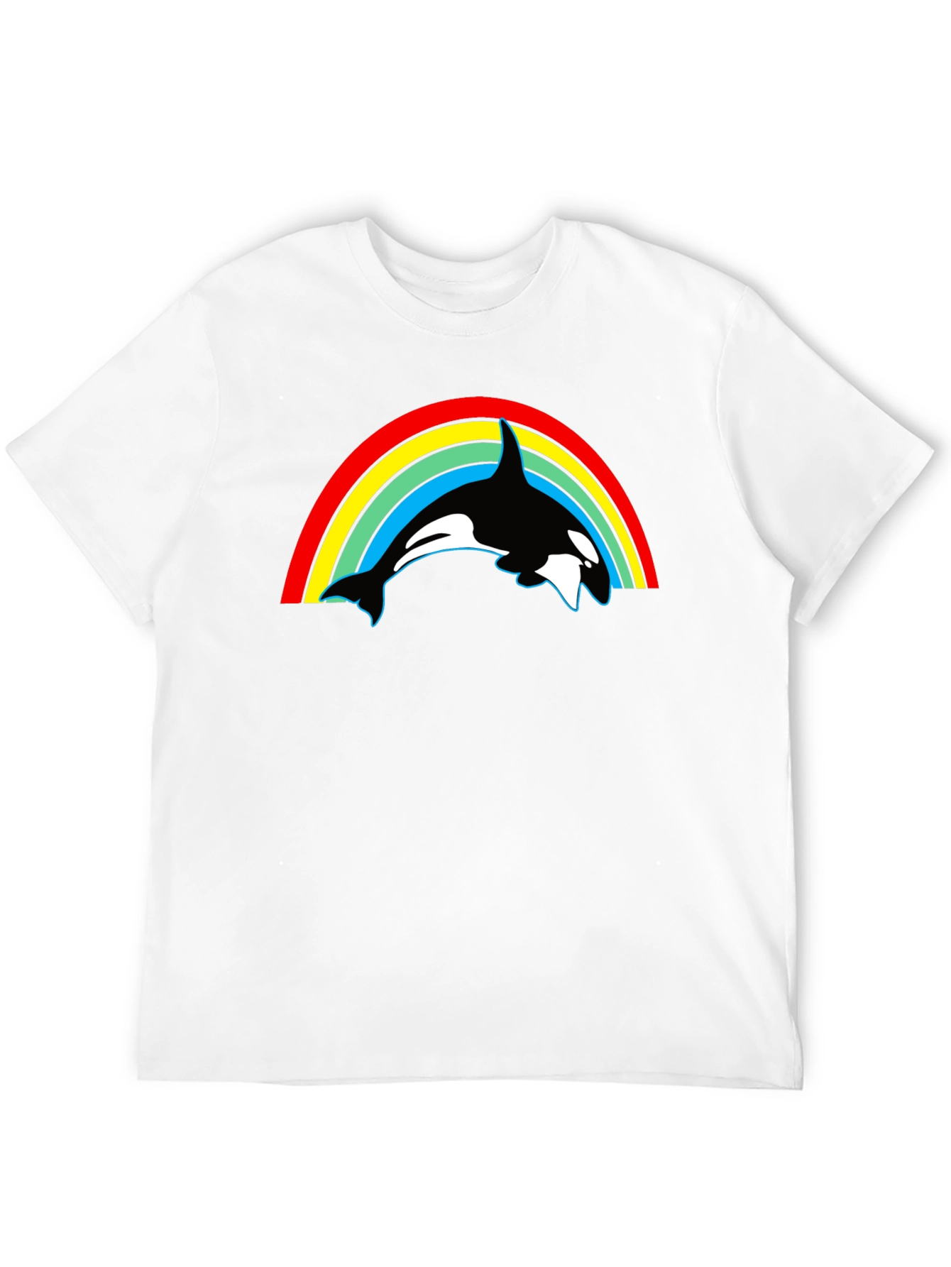 Orca Rainbow Graphic Tee - Black Cotton T-Shirt