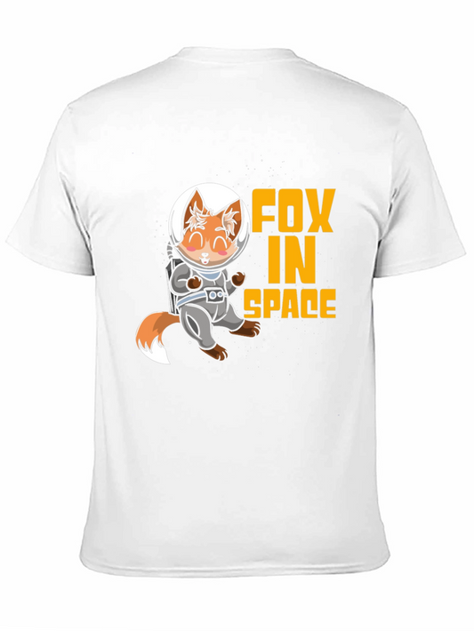 Fox in Space Graphic T-Shirt - Black Cotton Tee