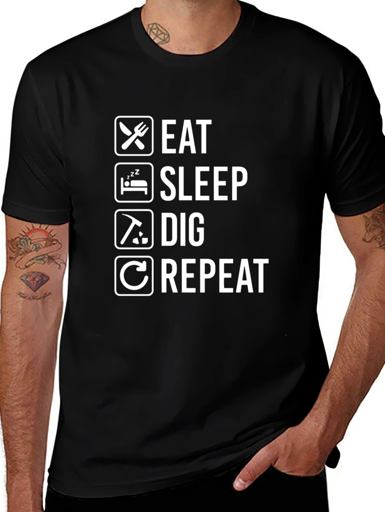 Eat Sleep Dig Repeat T-Shirt - Black