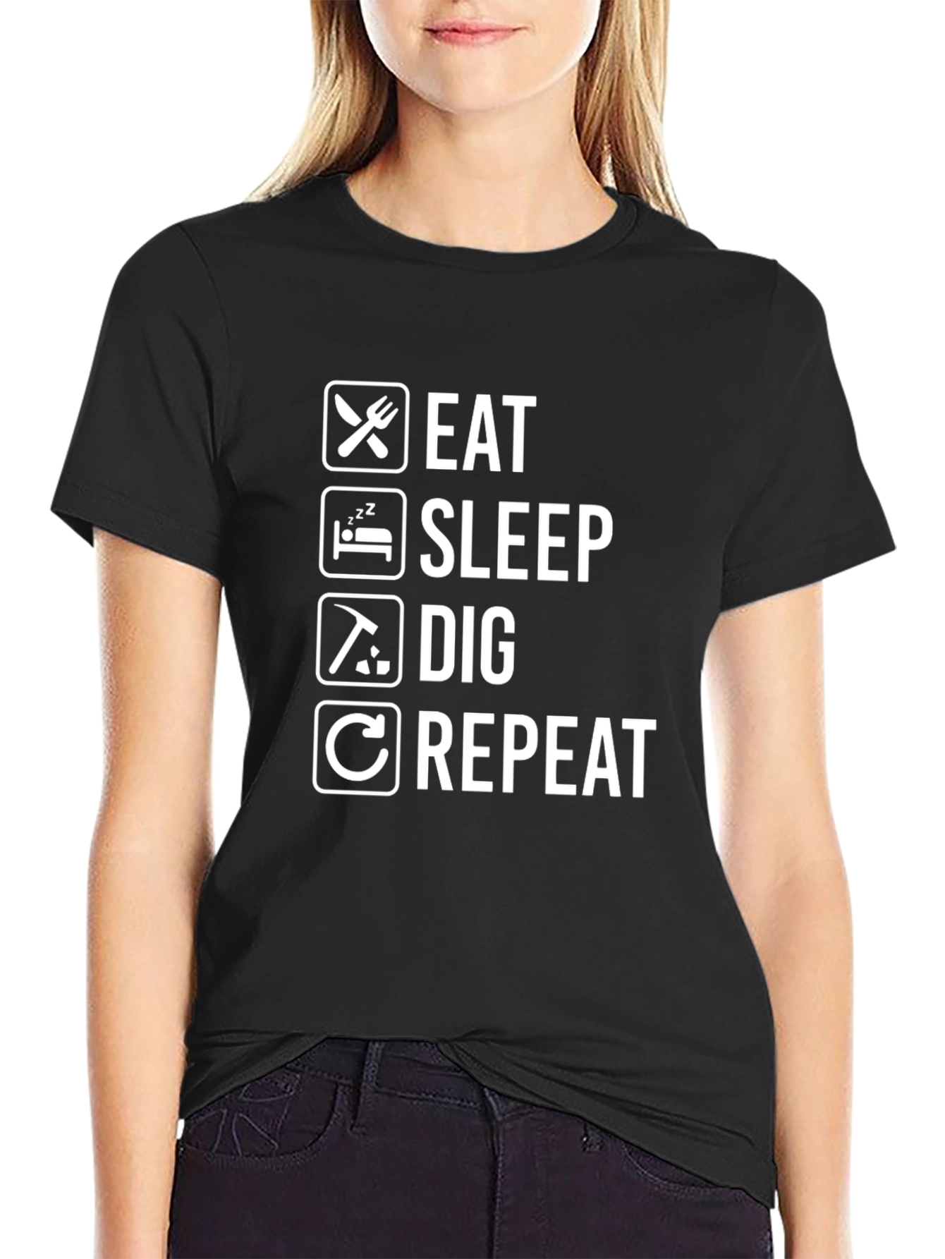 Eat Sleep Dig Repeat T-Shirt - Black
