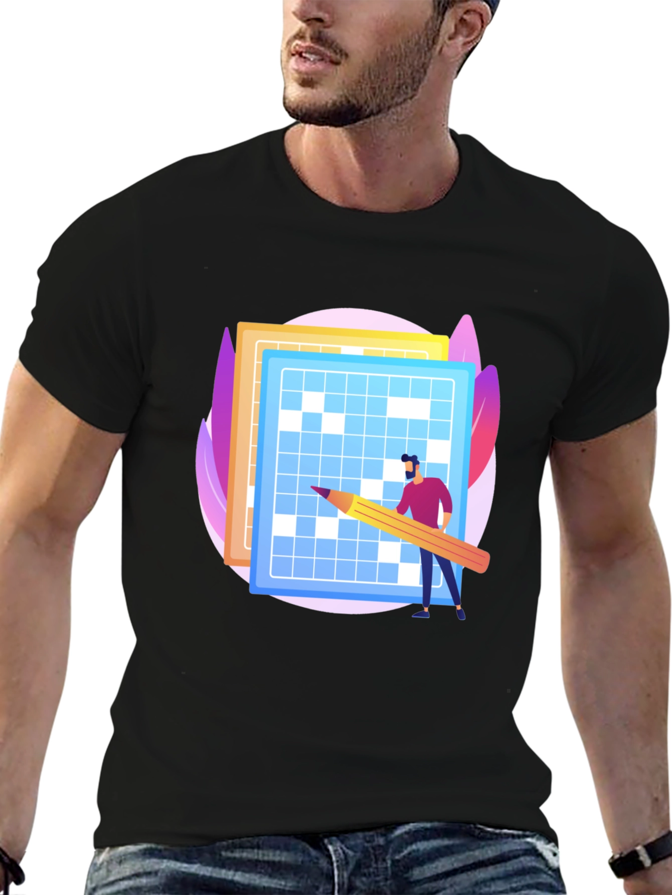 Puzzle Solver Graphic Tee - Black Cotton T-Shirt